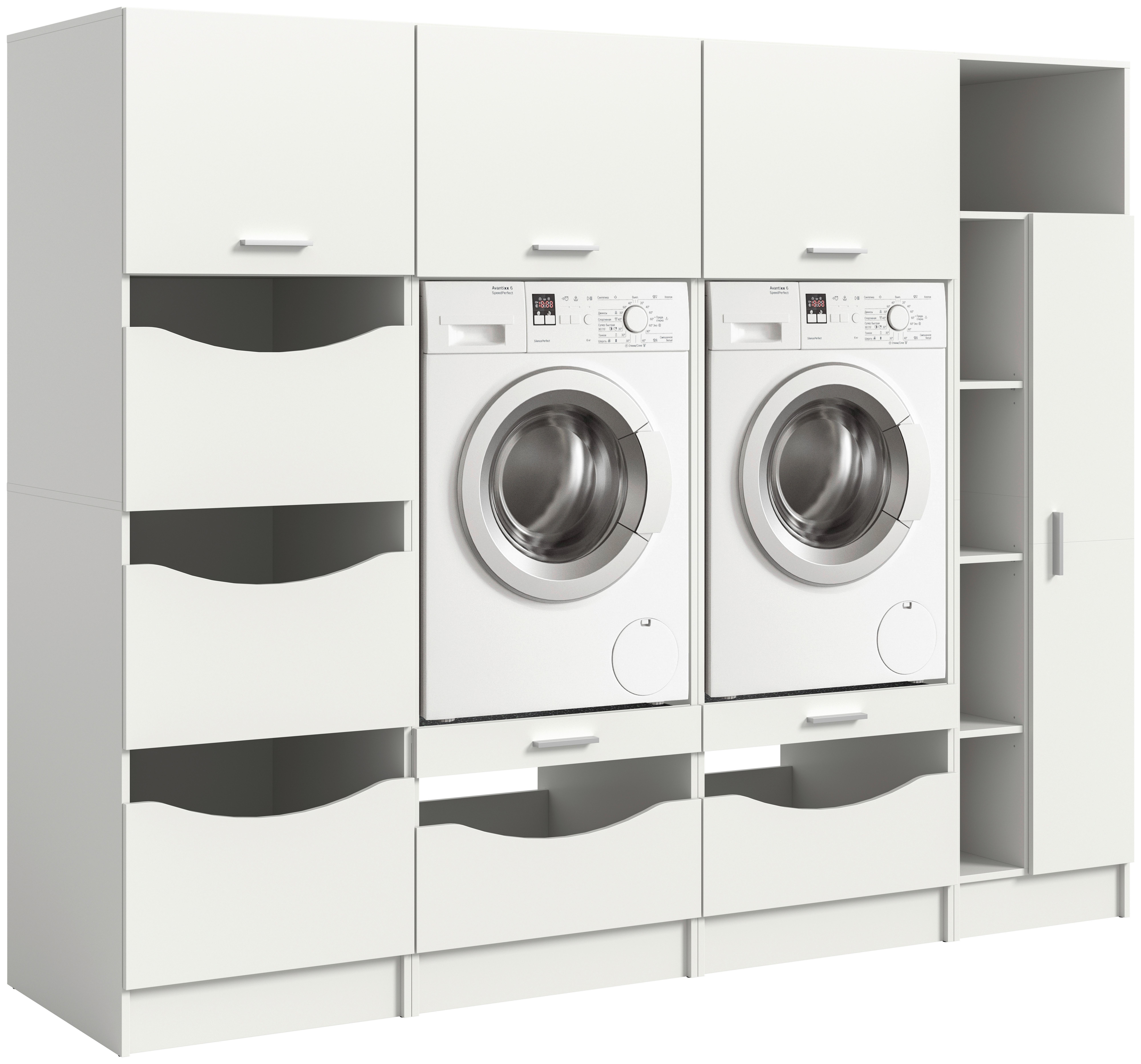 Omara Za Pralni In Sušilni Stroj Free, Bela - bela, Basics, leseni material (233/195/68cm) - MID.YOU