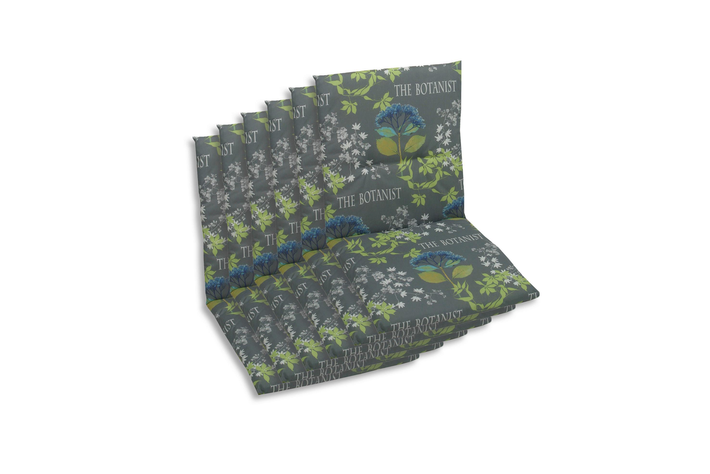 Sesselauflagenset Blau/Grün/Grau, 6-teilig - Blau/Grau, Basics, Textil (48/5/98cm)