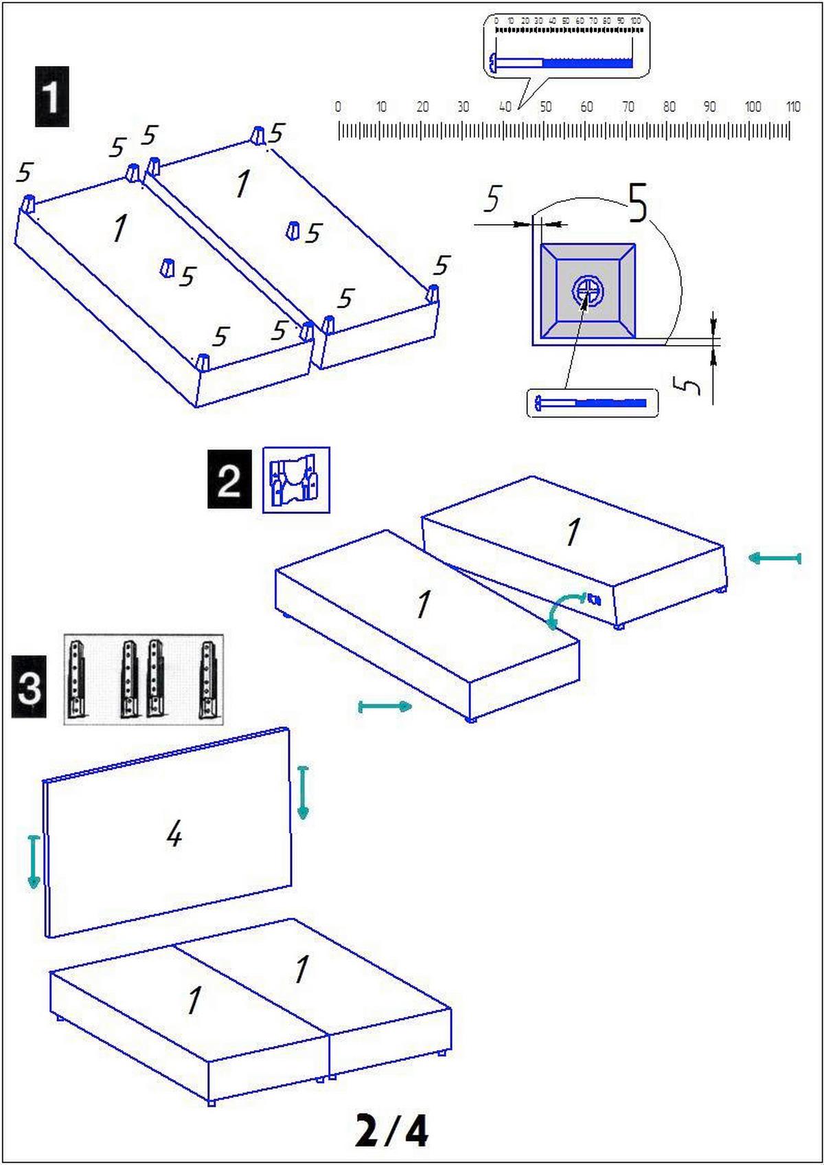 Boxbett Rina Grau ca. 180x200 cm mit Topper - Naturfarben/Grau, MODERN, Holz/Textil (180/200cm) - Bessagi Home