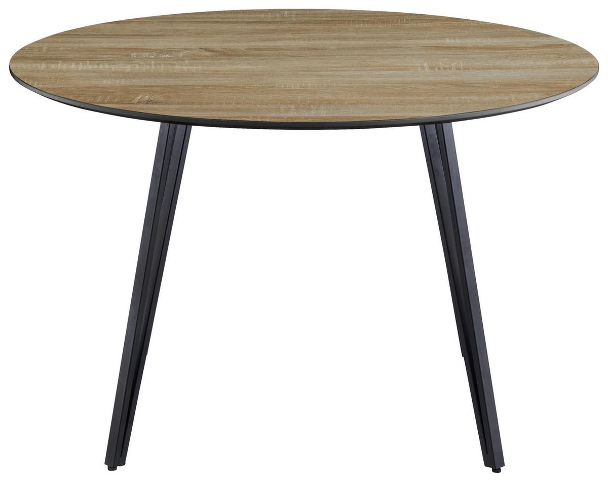 Jedilna Miza Edwin, Barva Hrasta, Ø 120cm - črna/barve hrasta, Trendi, kovina/leseni material (120/75/120cm) - Livetastic