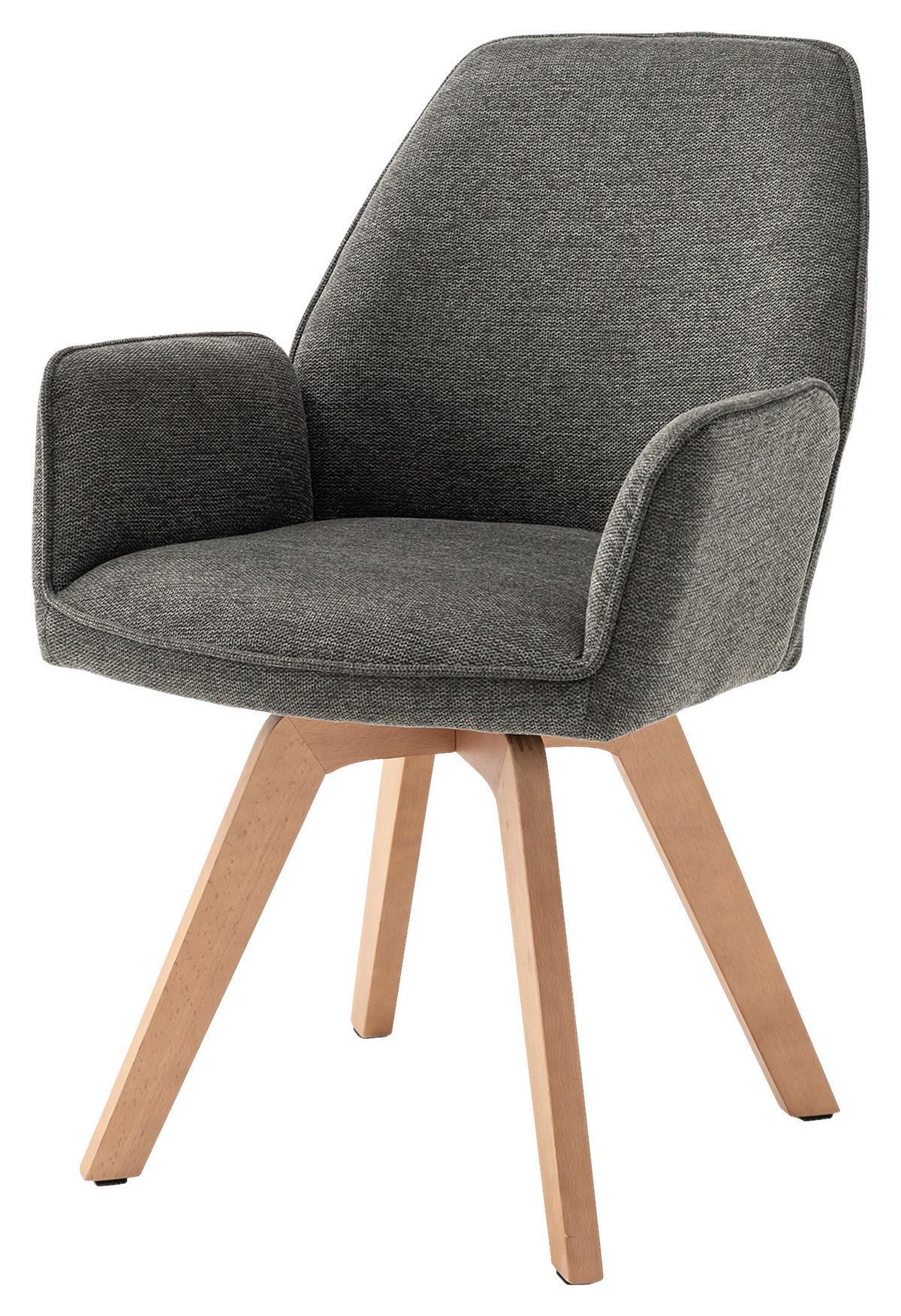 STUHL-SET TONY - Anthrazit/Buchefarben, MODERN, Holz/Textil (57/89/61cm) - MID.YOU
