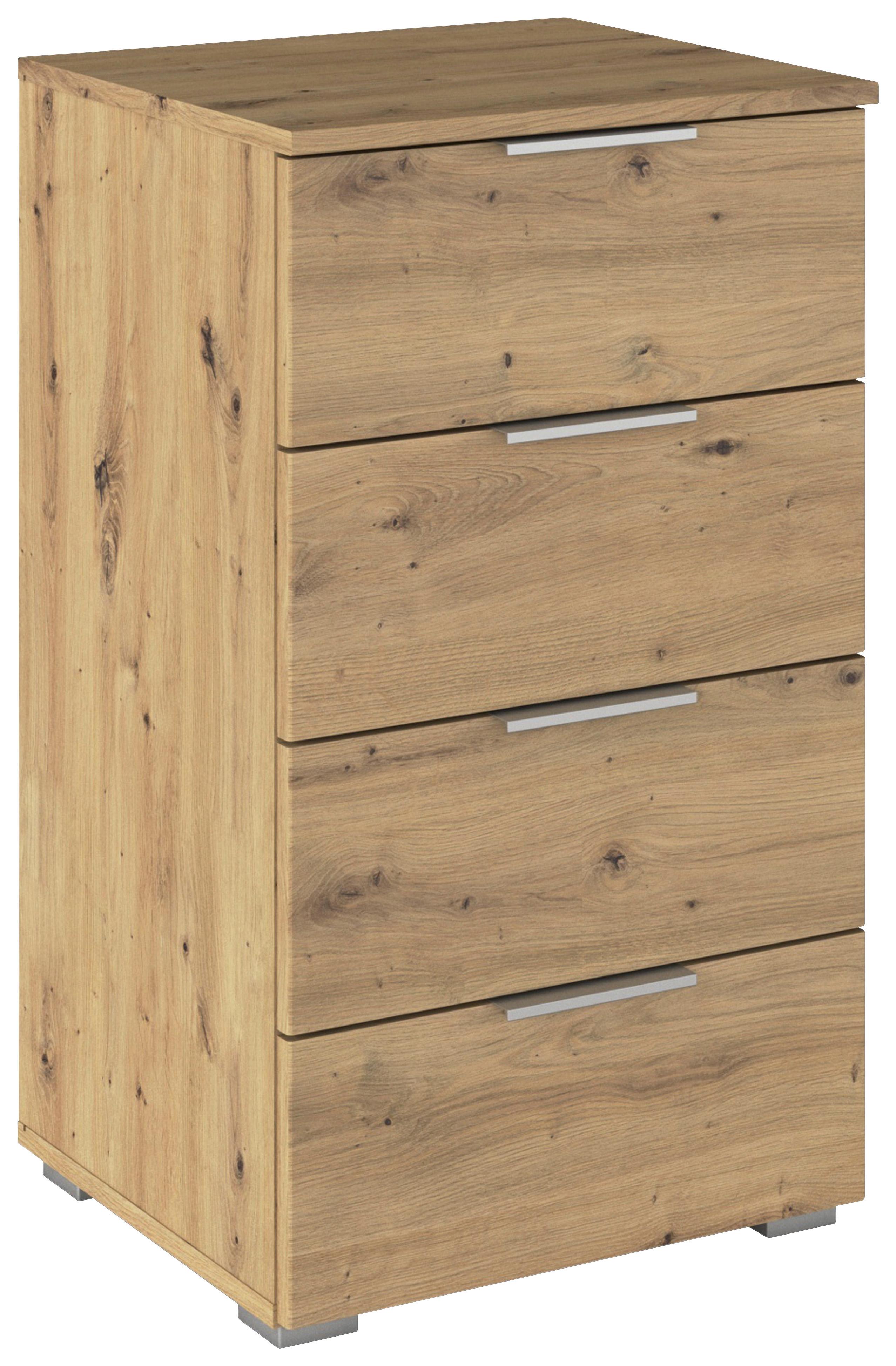 Nachtkästchen Mars 4L Eiche Artisan - Alufarben/Eiche Artisan, KONVENTIONELL, Holzwerkstoff/Kunststoff (47/81/42cm) - Mömax