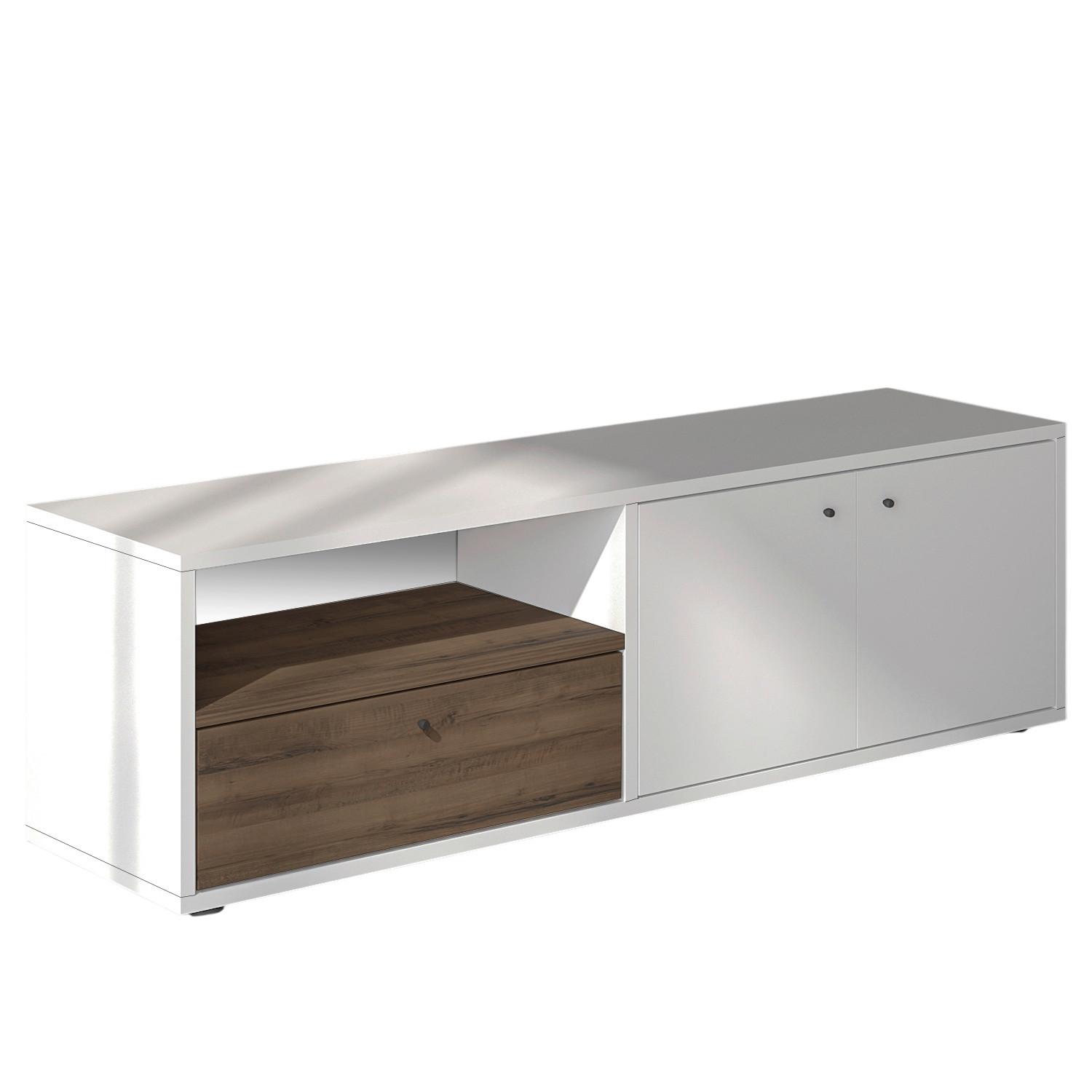 Lowboard Pao Tv Schrank - Weiss/Eichefarben, Design, Holzwerkstoff (35/42/136cm) - Livetastic