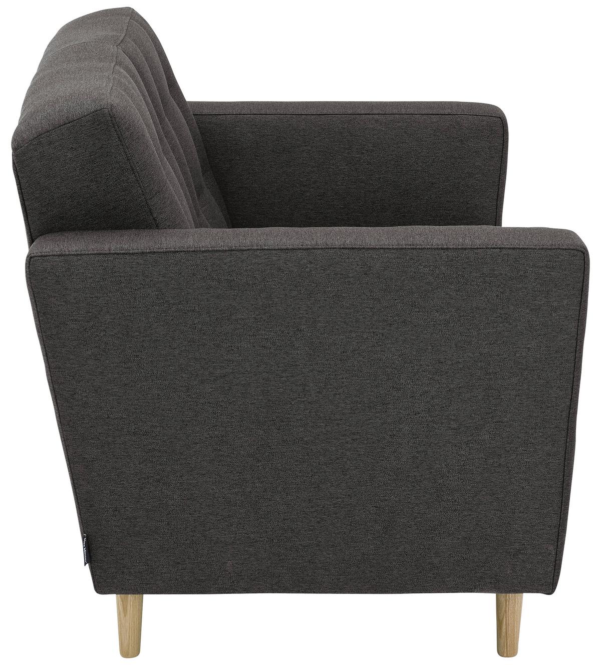 2-Sitzer-Sofa Jasmin Anthrazit Flachgewebe mit Schlaffunktion - Anthrazit/Eschefarben, MODERN, Holz/Textil (128/81cm) - Max Winzer