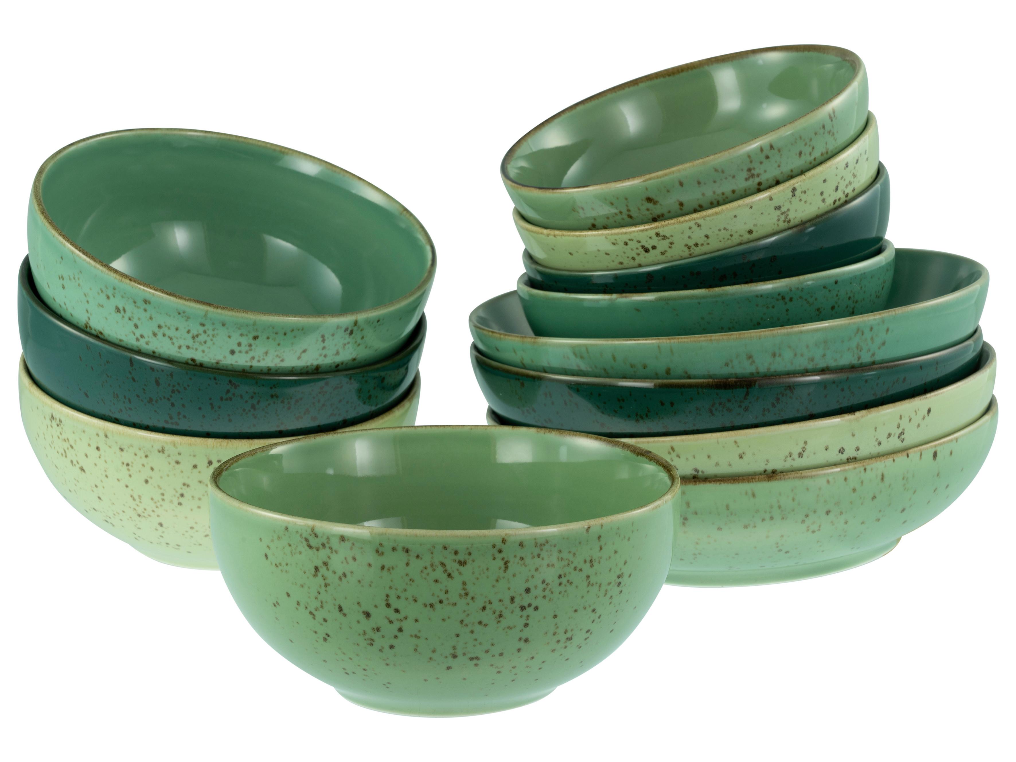 Set Posod Green Life, 12-Delni - zelena, Basics, keramika - Creatable