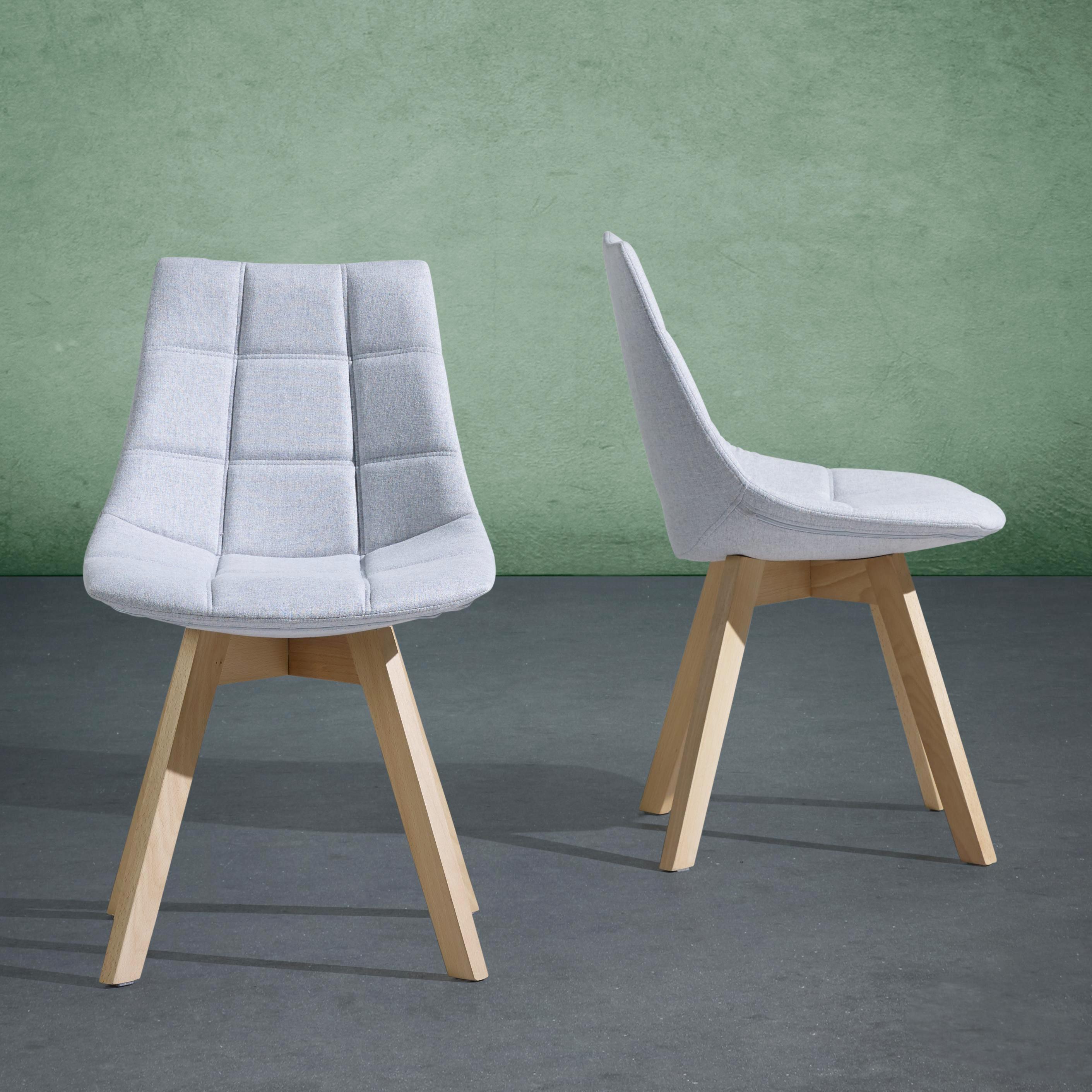 STUHL in Hellgrau 'Cleo' - Buchefarben/Hellgrau, MODERN, Holz/Textil (48/80/42cm) - Bessagi Home