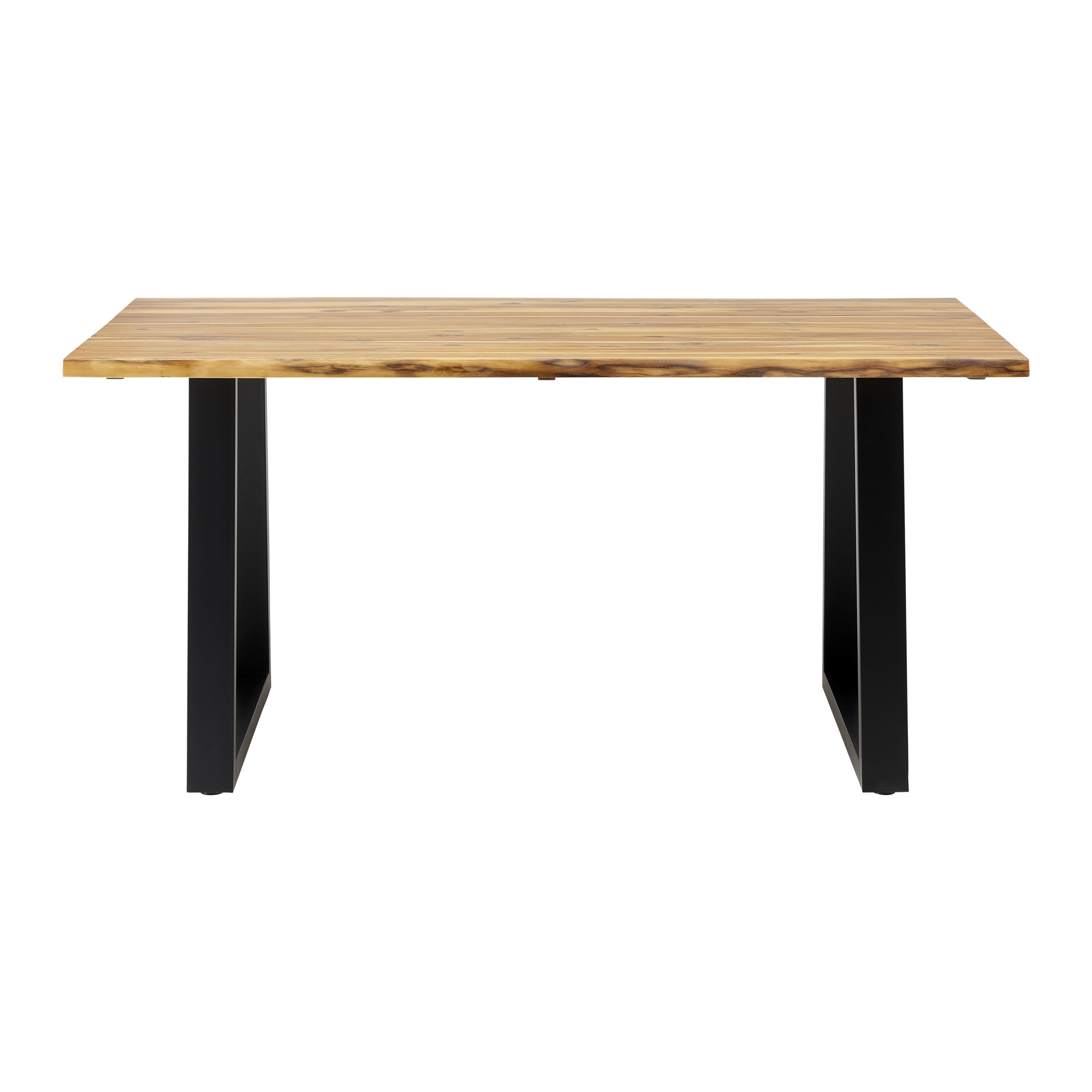 Esstisch Massivholz "Francesco", ca. 160x85 cm - Schwarz/Akaziefarben, MODERN, Holz/Metall (160/85/75cm) - Bessagi Home