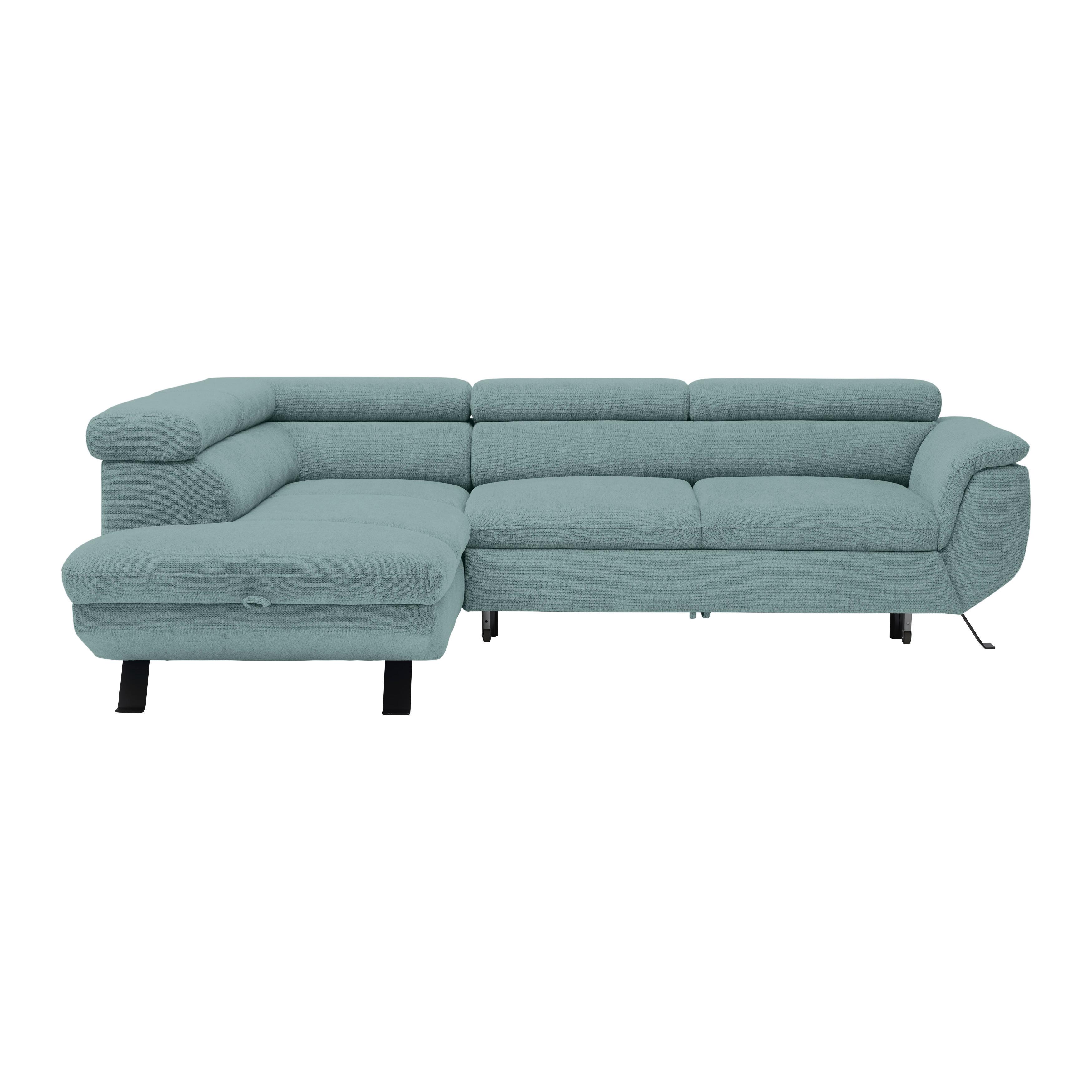 Ecksofa Raven Petrol - Petrol/Schwarz, MODERN, Textil/Metall (198/257cm) - Mömax
