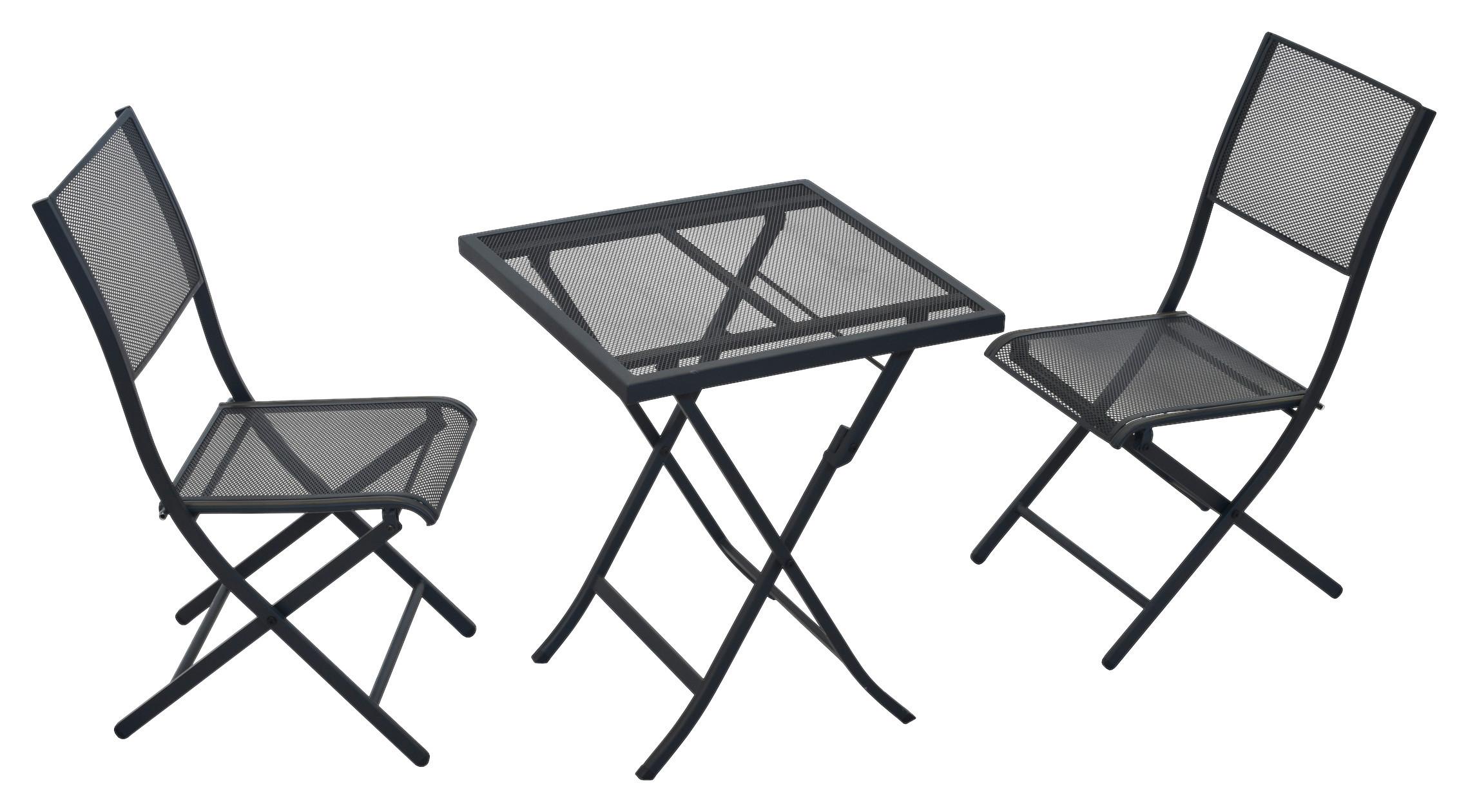 BALKONSET SAMOS SET 3TLG. - Graphitfarben, MODERN, Metall - Gardenson