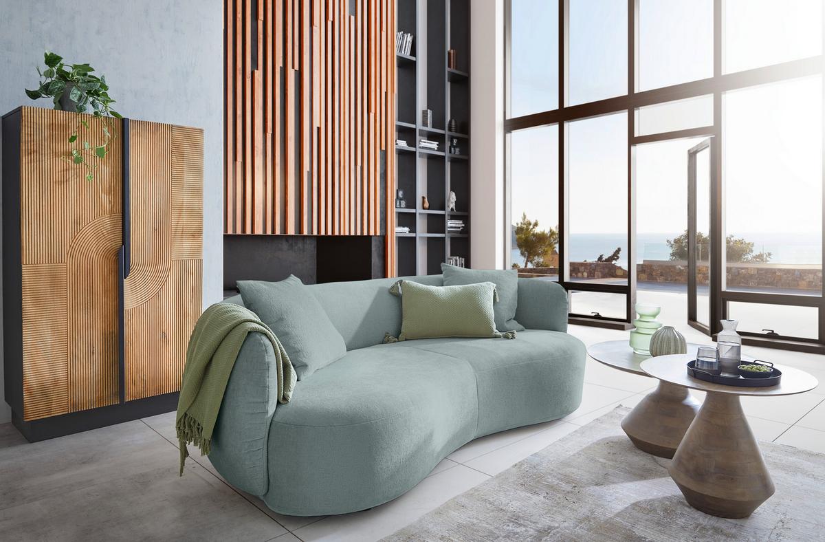 Bigsofa Leonas Blau - Schwarz/Hellblau, MODERN, Kunststoff/Textil (235/72/110cm) - Premium Living