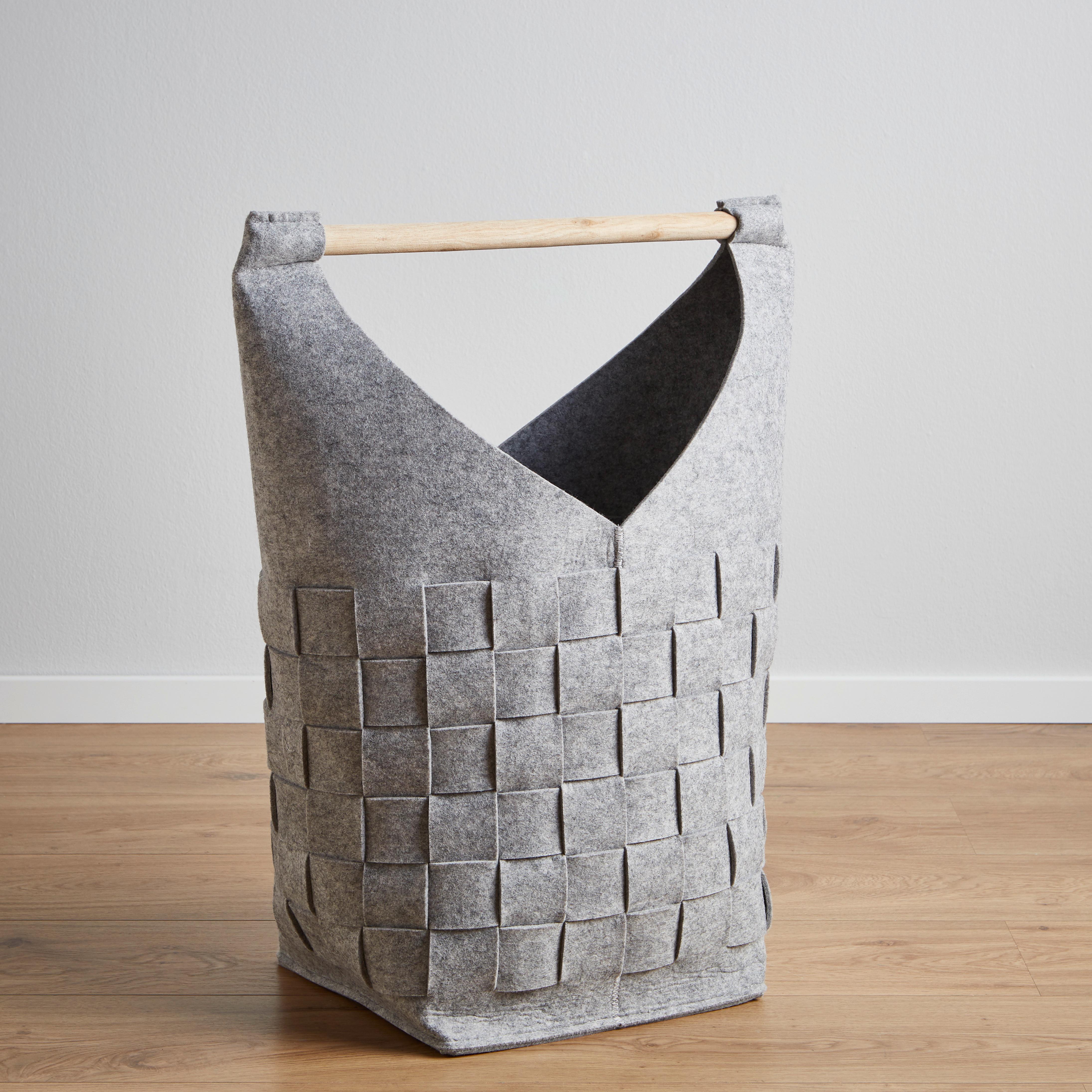 Korb Cui in Grau Höhe ca. 65 cm - MODERN, Textil (30/30/65cm) - Bessagi Home