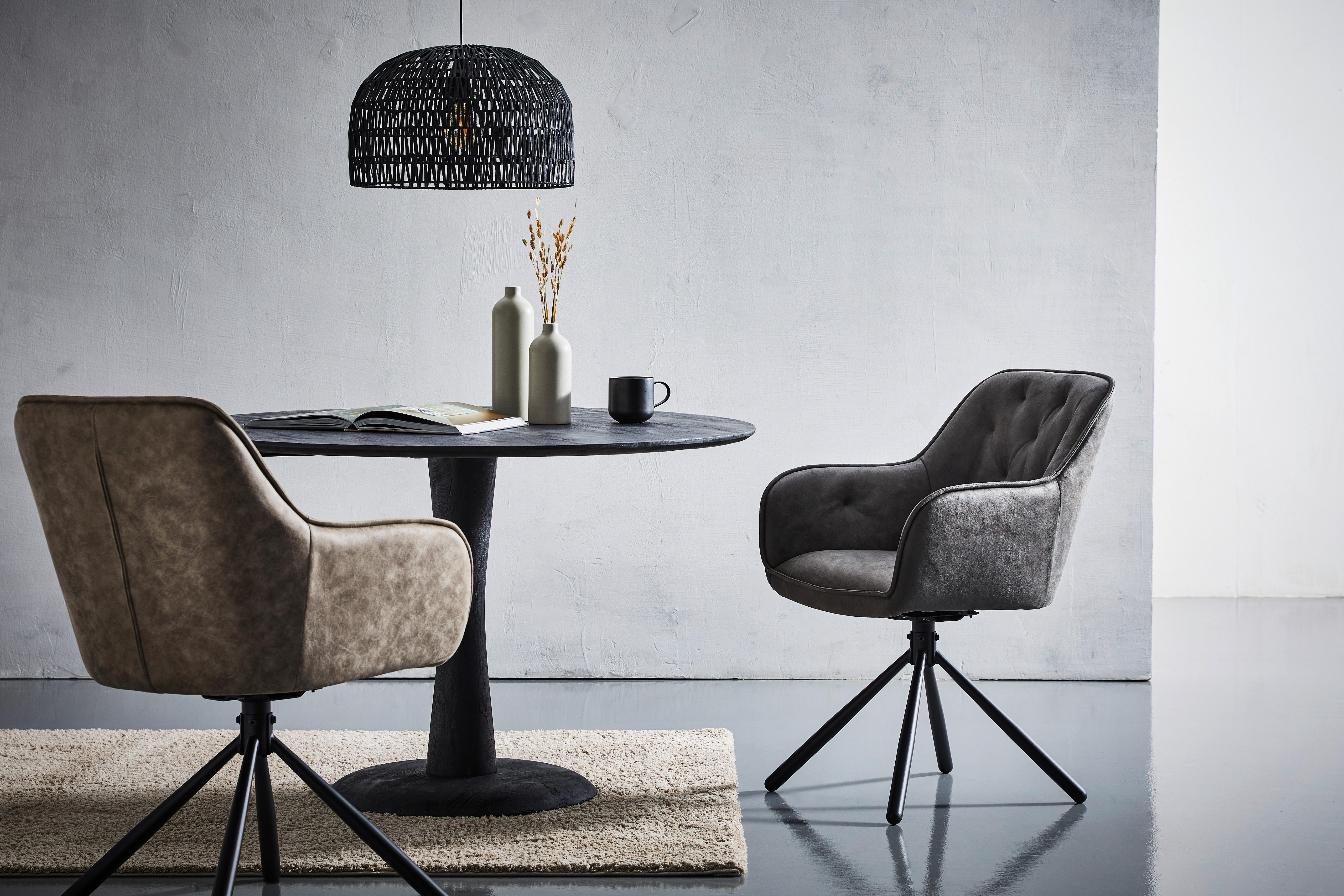 KRZESŁO Z PODŁOKIETNIKAMI GLOW - czarny/szary, Modern, metal/drewno (61/91/59cm) - Livetastic