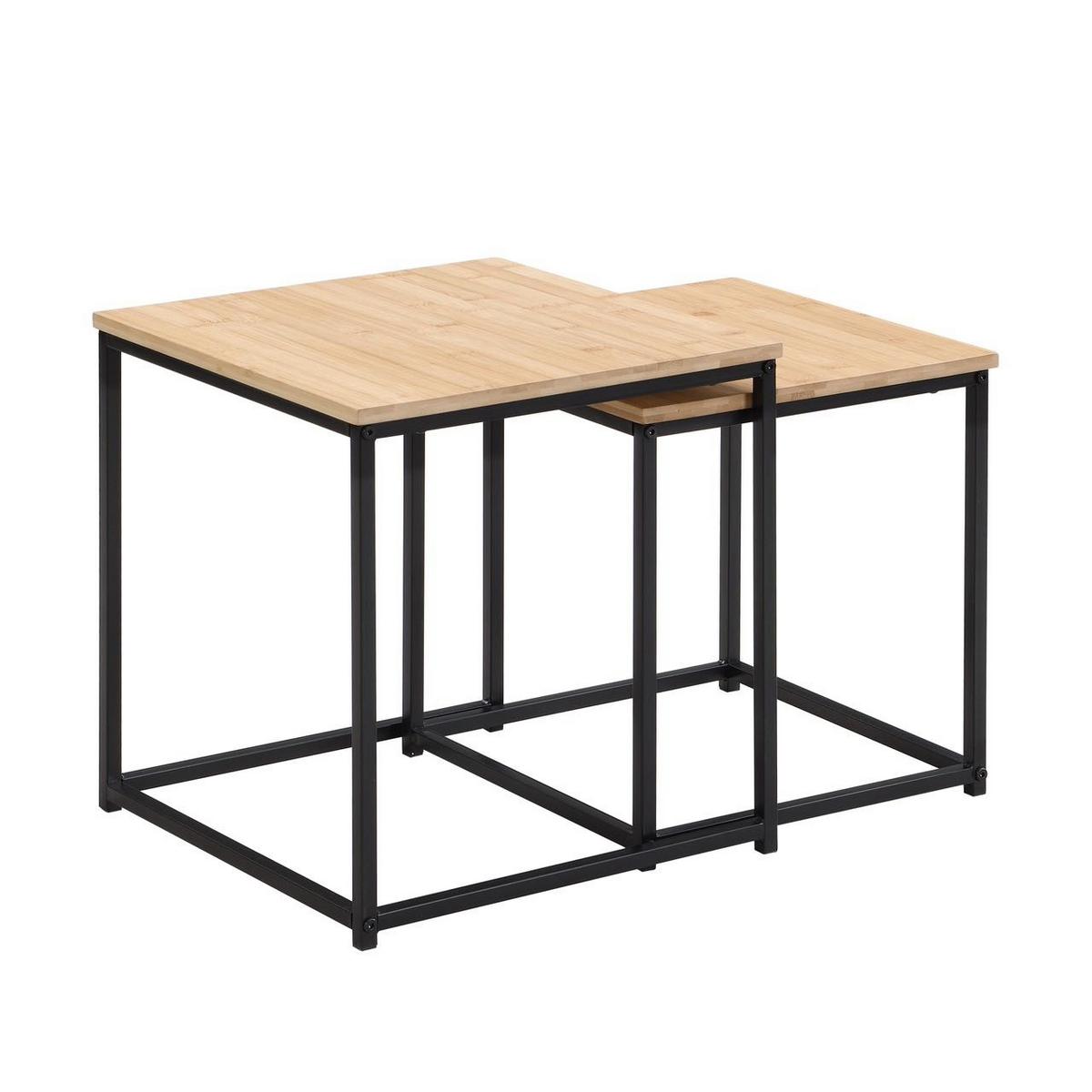 ZESTAW STOLIKÓW BOCZNYCH KOKO -EXKLUSIV- - kolor naturalny/czarny, Lifestyle, materiały naturalne/metal (34/38/36/40/34/38cm) - Mömax