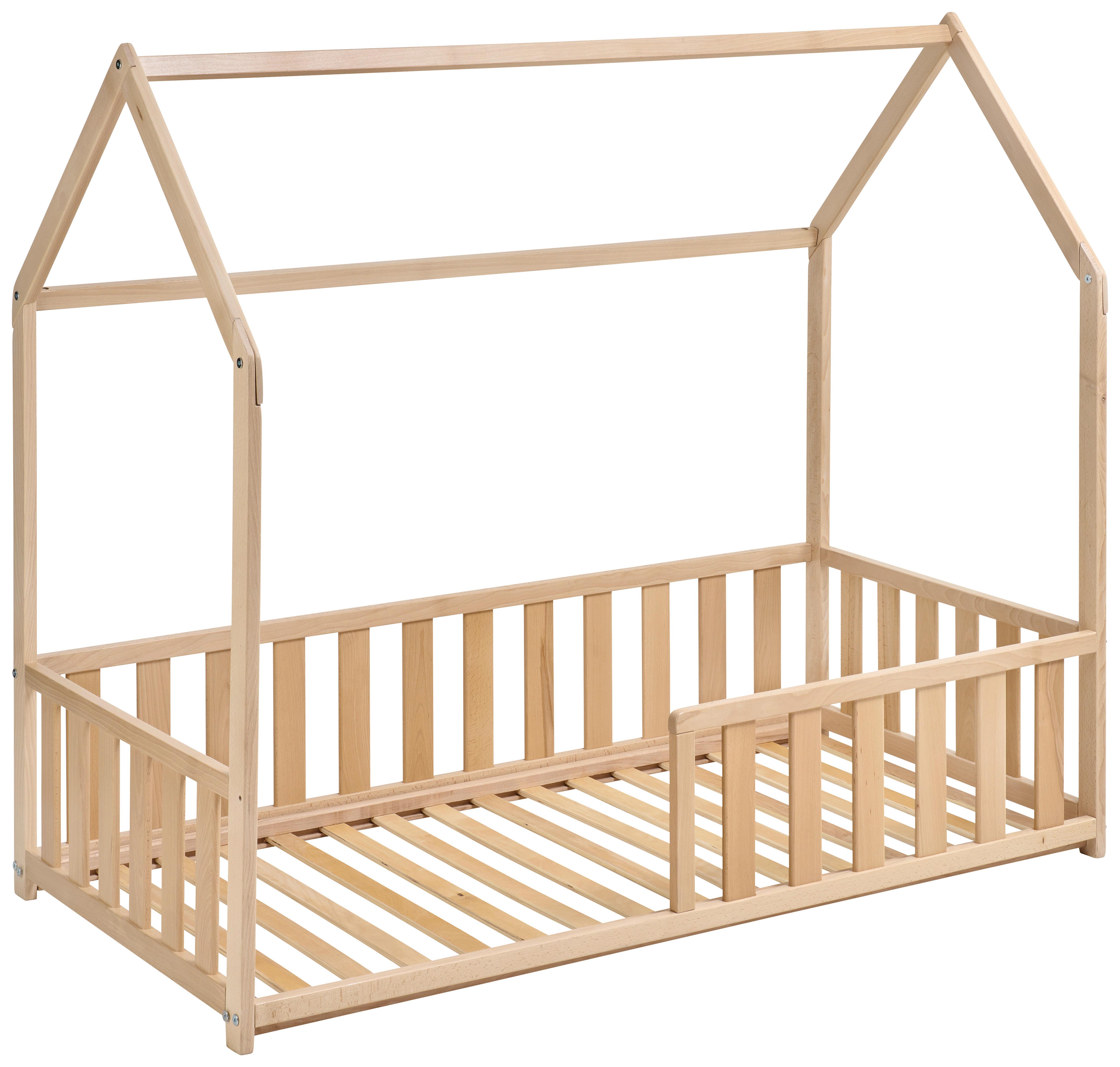 ŁÓŻKO DOMEK FLOORBED NATUR - kolor bukowy/kolor brzozowy, Basics, drewno (145/75/135cm) - Jimmylee