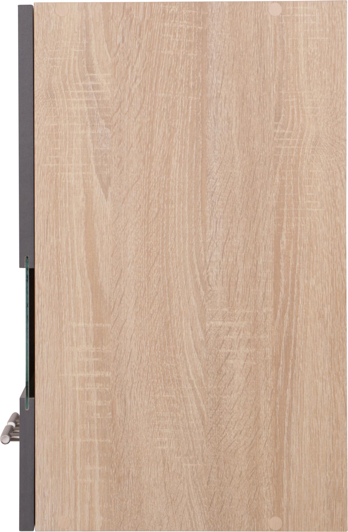 Kuhinjska Zgornja Omarica Merle, Barva Hrasta, Siva - srebrne barve/siva, Basics, kovina/steklo (110/56,1/34,6cm) - Respekta