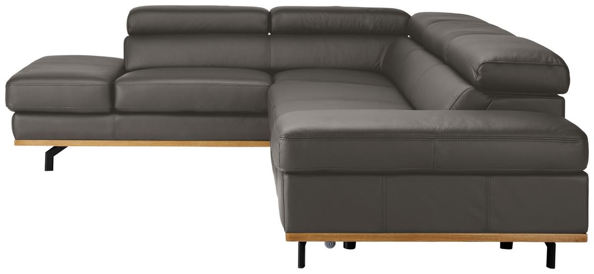 Wohnlandschaft Carmen Graublau - Graublau/Schwarz, MODERN, Leder/Holz (292/72/226cm) - Premium Living