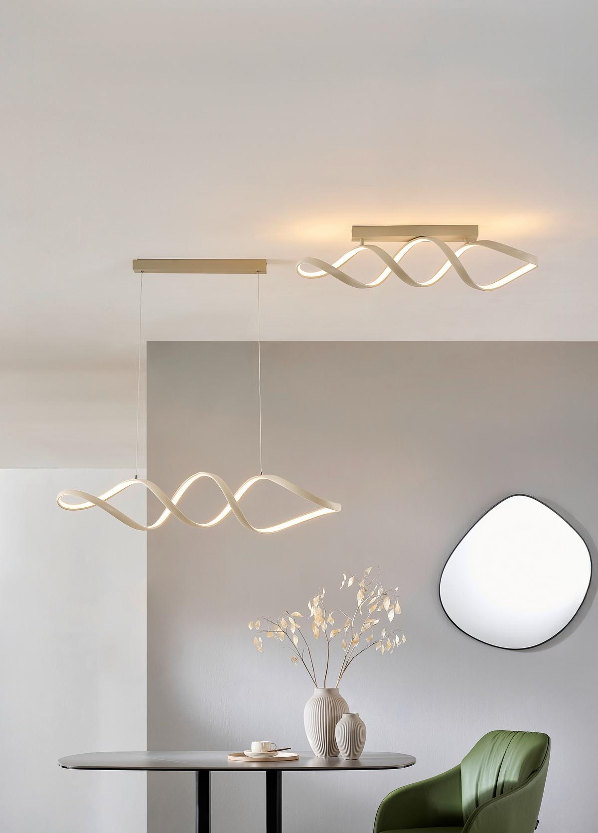 LAMPA WISZĄCA LED BROWNSVILLE *SBN* - kolor piaskowy, Design, tworzywo sztuczne/metal (100/22/120cm) - Novel