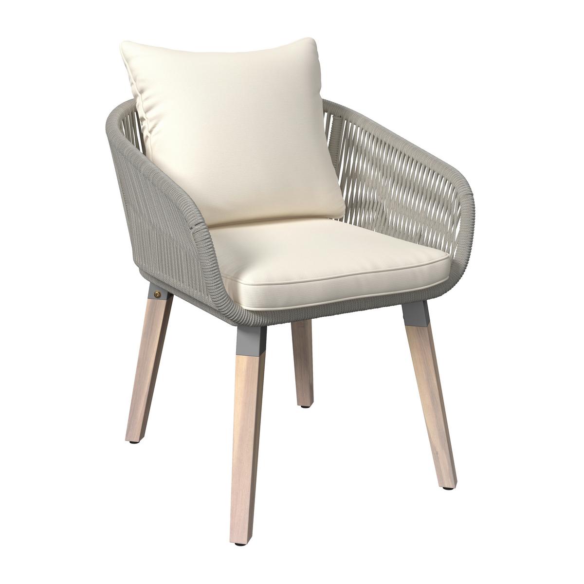 Loungegarnitur Elodie Grau Echtholz/Textil - Greige/Creme, Modern, Holz/Kunststoff - Bessagi Garden