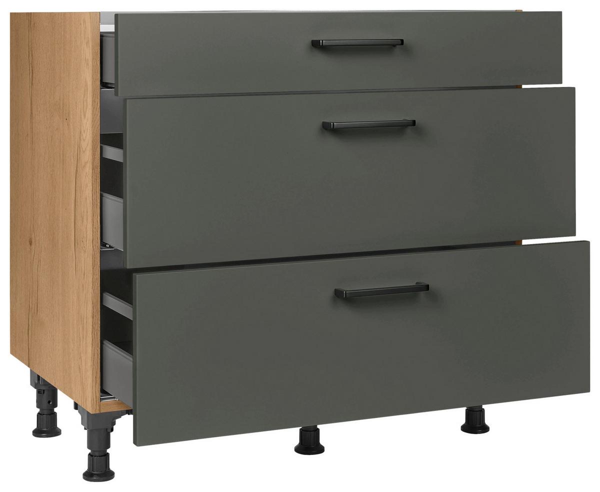 Kochfeldumbauschrank Easytouch Grün - Eichefarben/Schwarz, MODERN, Holzwerkstoff/Metall (90,0/87,0/56,0cm) - Nobilia
