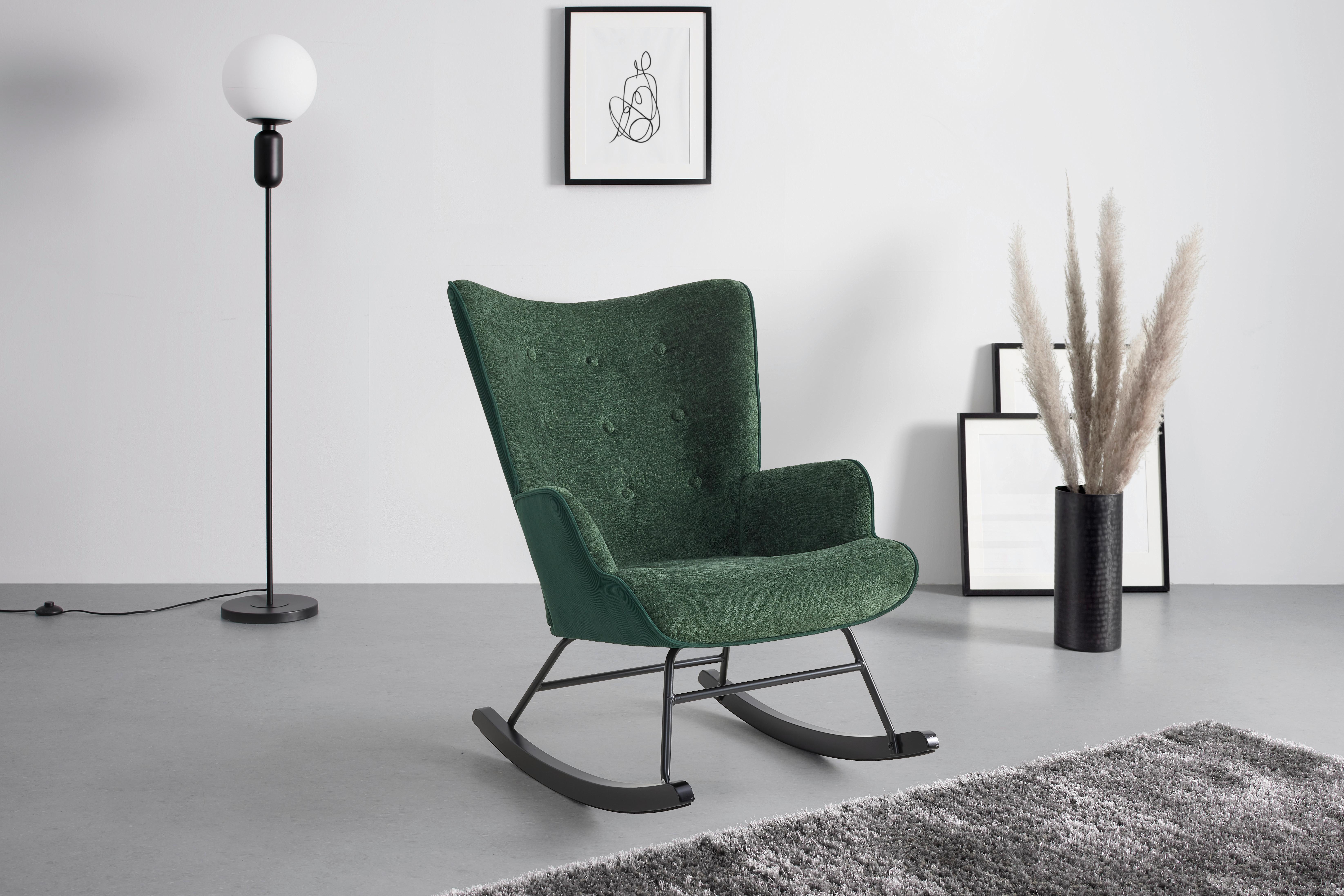 GUNGFÅTÖLJ ROCK - grön/svart, Modern, metall/trä (66/90/77cm) - Mömax