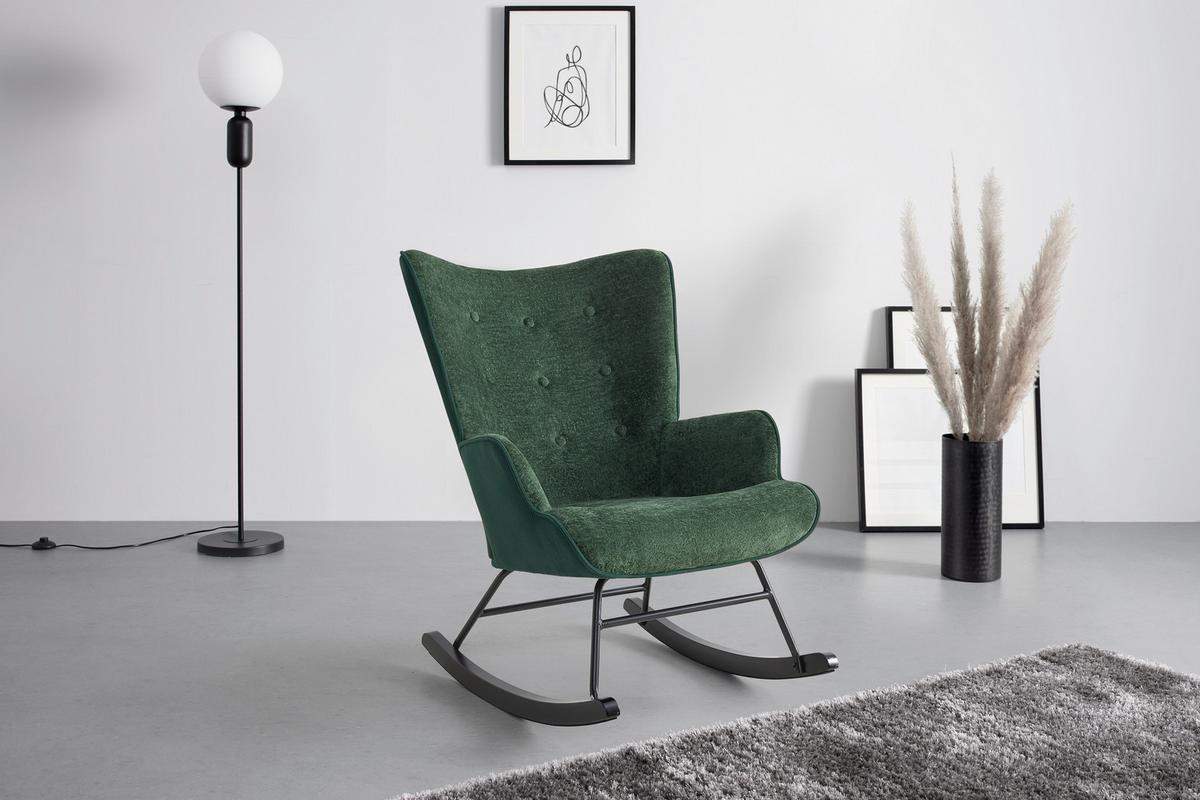 Schaukelstuhl Rock Grün/Schwarz - Schwarz/Grün, MODERN, Holz/Textil (66/90/77cm) - Mömax