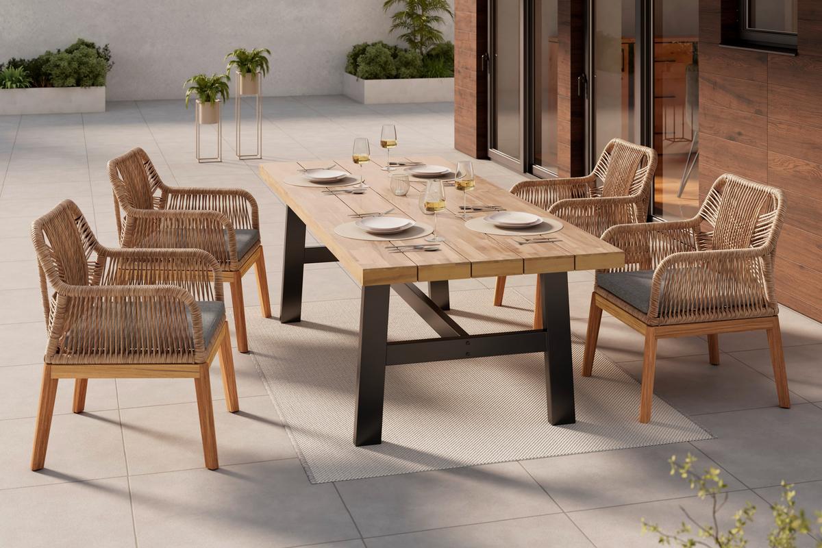 Vrtna Miza Selma, Akacija, 100x240 - črna/barve akacije, Moderno, kovina/les (240/100/75cm) - Mömax