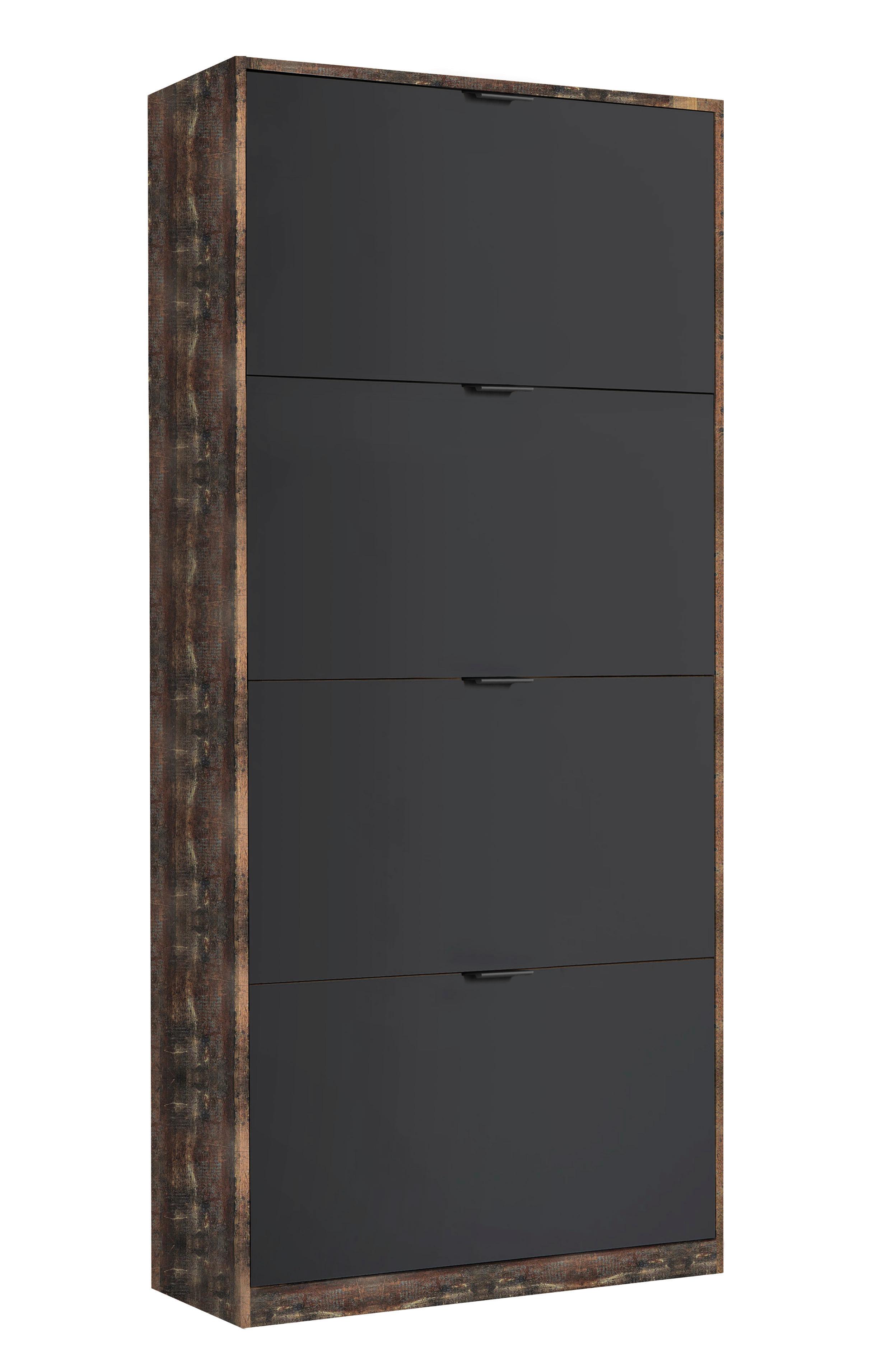 Ormar Za Cipele Yoro 4 - boje starog hrasta/crna, Konvencionalno, drvni materijal/metal (64/157,4/19cm) - Modern Living