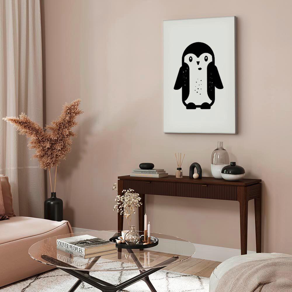 Slika Na Platnu Funny Penguin - črna/bela, Basics, tekstil/les (60/90/1,2cm) - artgeist
