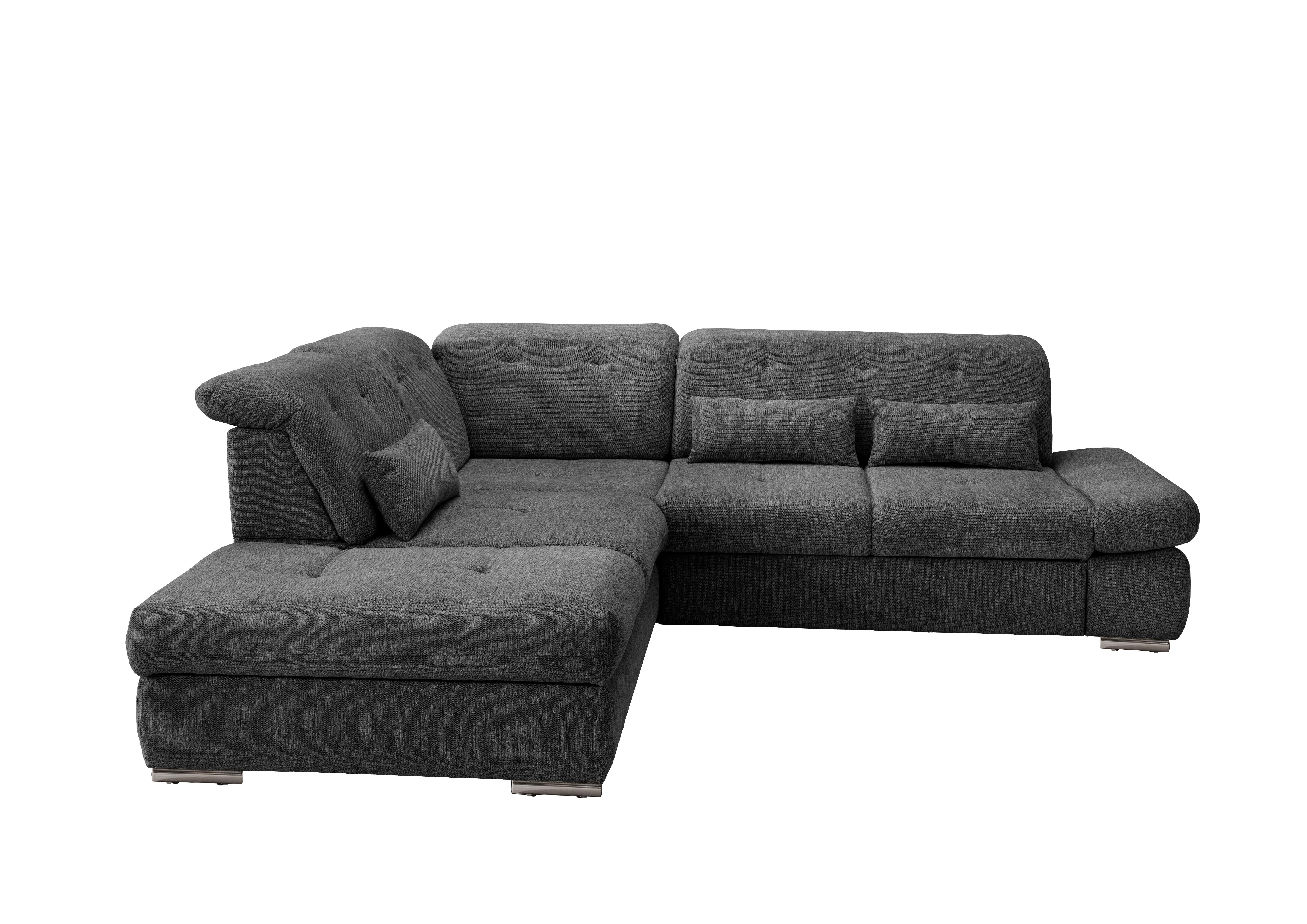 Ecksofa Dalida Anthrazit Chenille mit Bettkasten - Chromfarben/Anthrazit, Design, Textil/Metall (254/280cm) - Livetastic