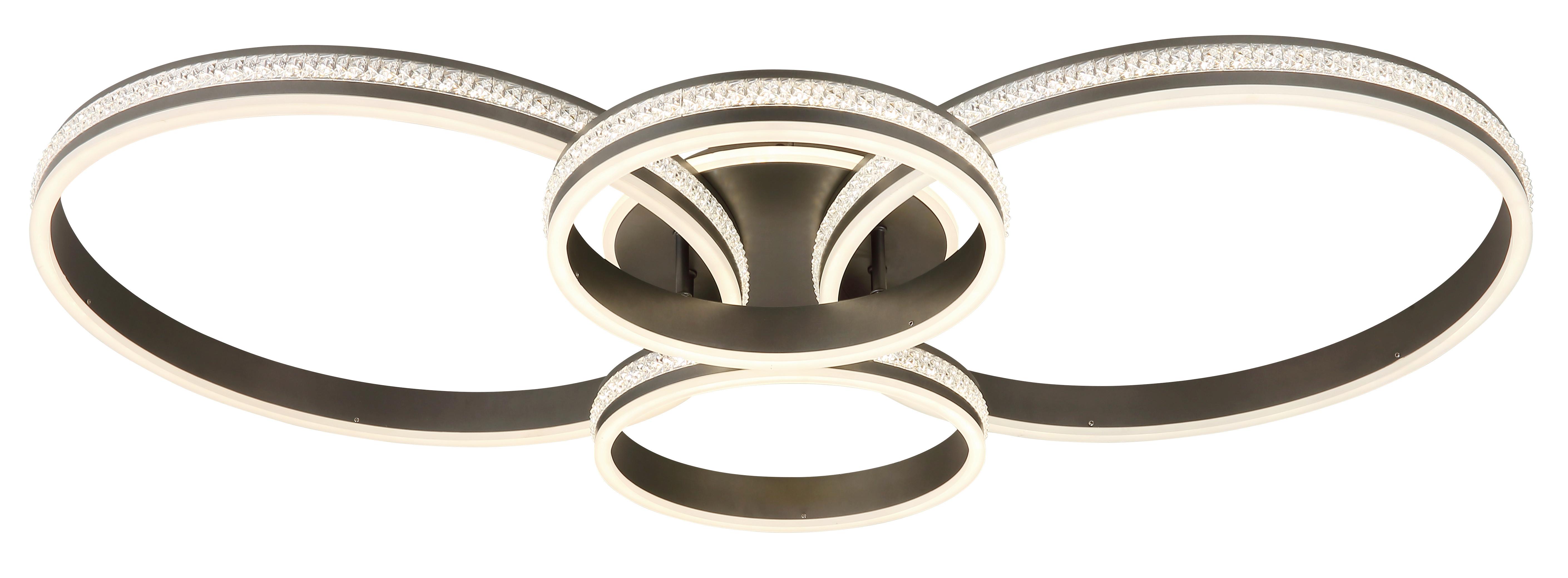 Led Stropna Svjetiljka Grouni - boje titana/prozirno, Design, metal/plastika (51,5/11,4cm) - Globo