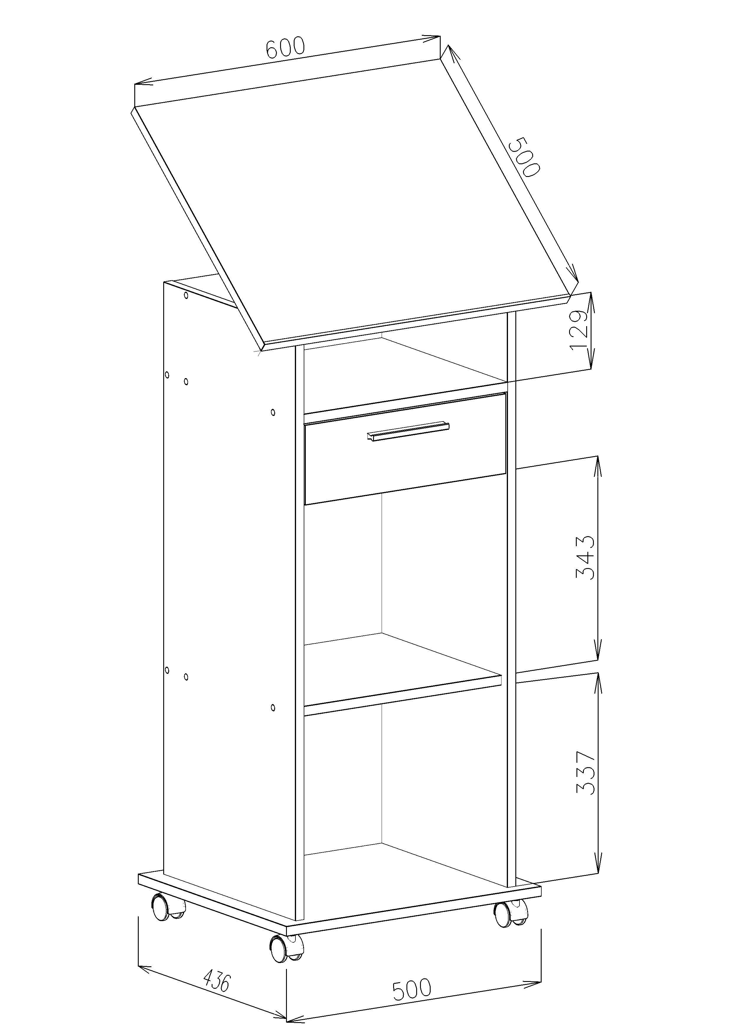 Stoječi Pult Neta, Bela - bela, Moderno, leseni material (60/50/108,3cm) - MID.YOU