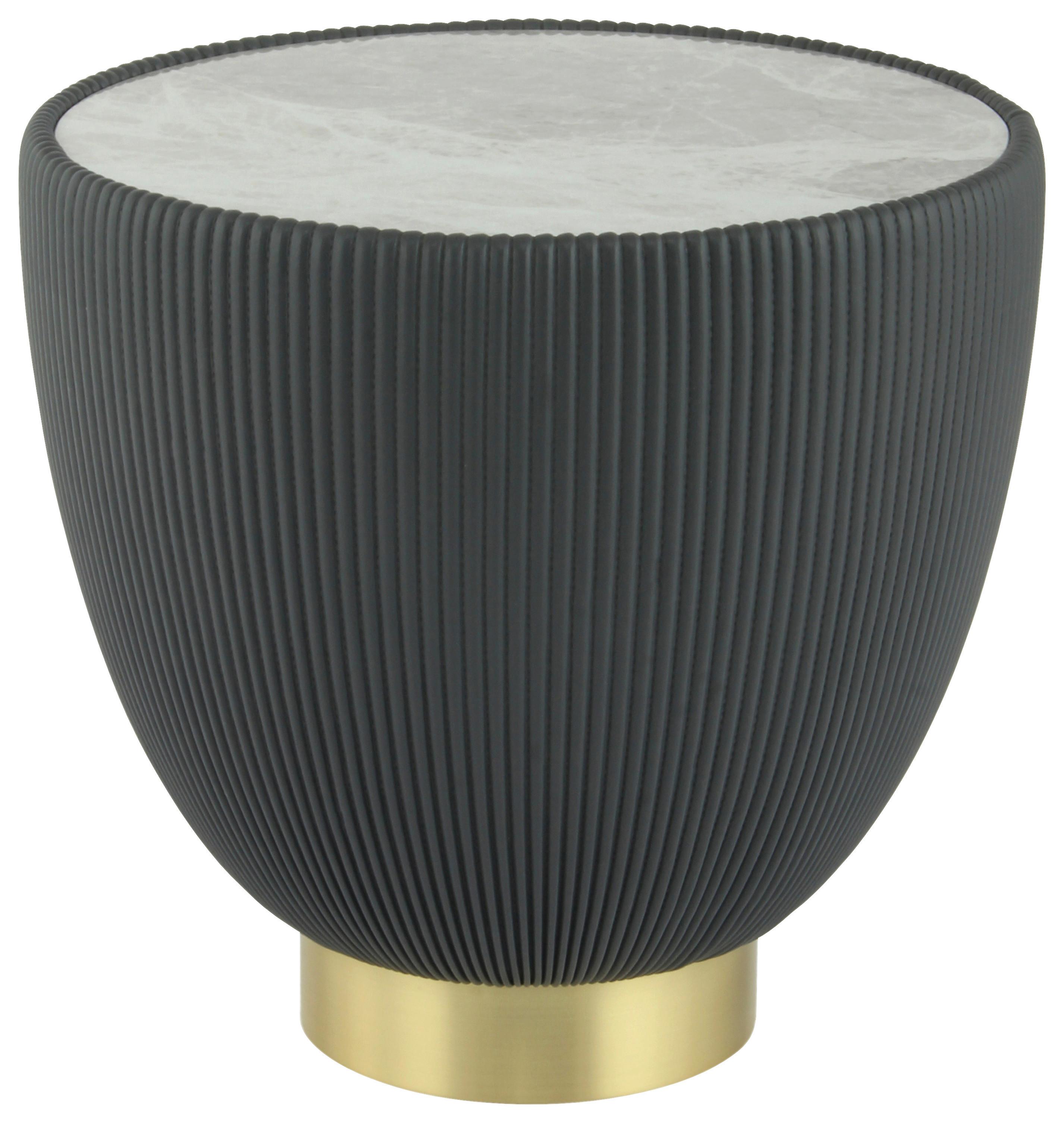 BEISTELLTISCH JOKAI 125 GRAU - Dunkelgrau/Goldfarben, Design, Textil/Stein (47/45cm) - Kayoom