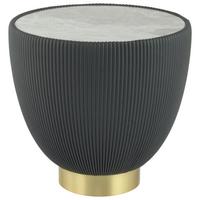 BEISTELLTISCH JOKAI 125 GRAU - Dunkelgrau/Goldfarben, Design, Textil/Stein (47/45cm) - Kayoom