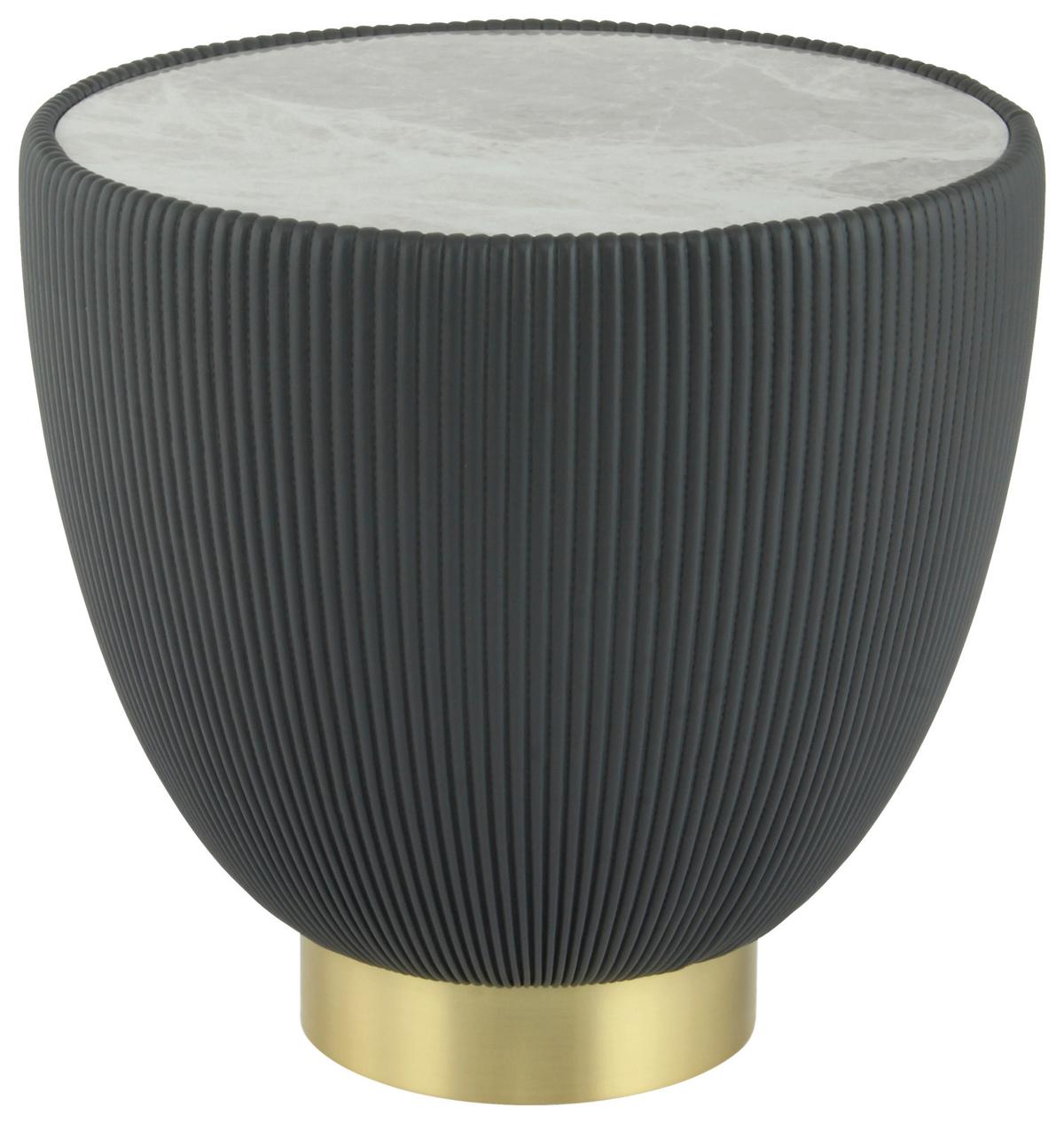 BEISTELLTISCH JOKAI 125 GRAU - Dunkelgrau/Goldfarben, Design, Textil/Stein (47/45cm) - Kayoom