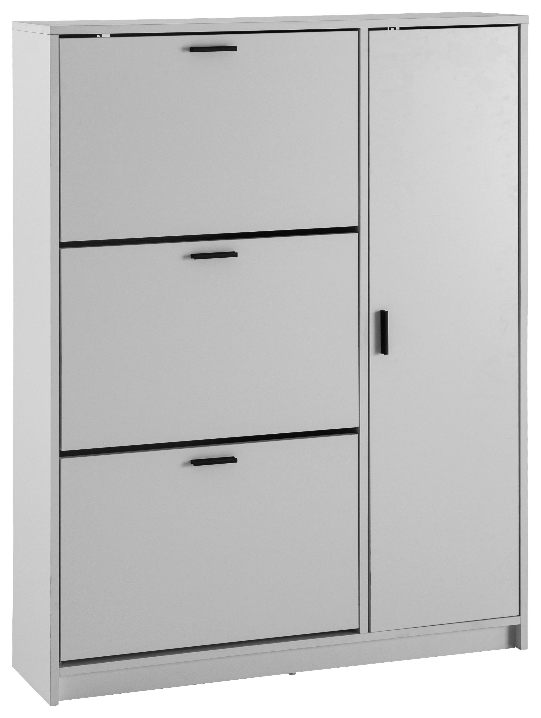 SCHUHSCHRANK WL6.868 - Weiss/Schwarz, Design, Holzwerkstoff/Metall (90/120/24cm) - MID.YOU