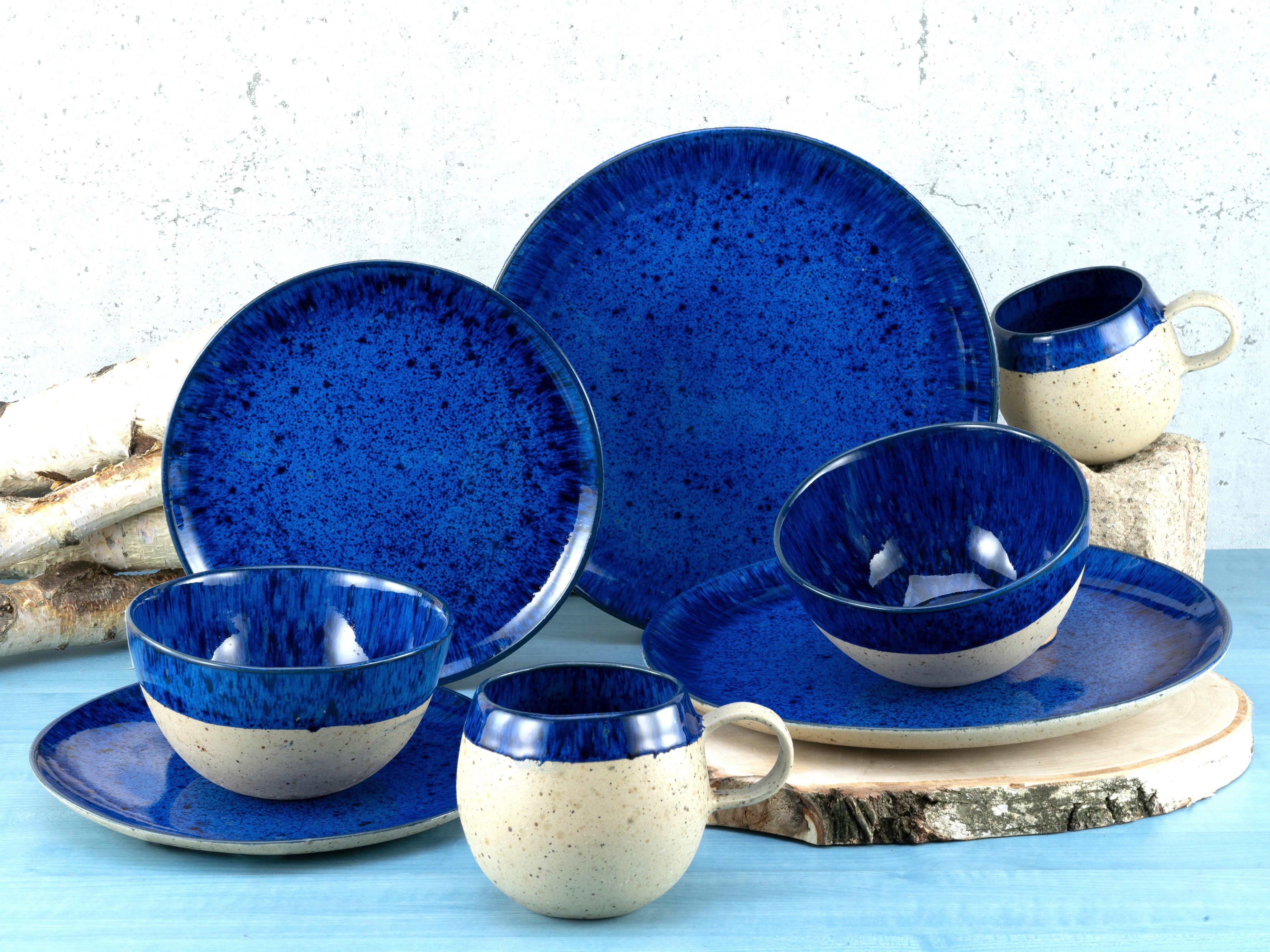 Kombiservice Deep Blue in Blau, 8-teilig - Blau/Beige, Trend, Keramik (29,5/31/34cm) - Creatable