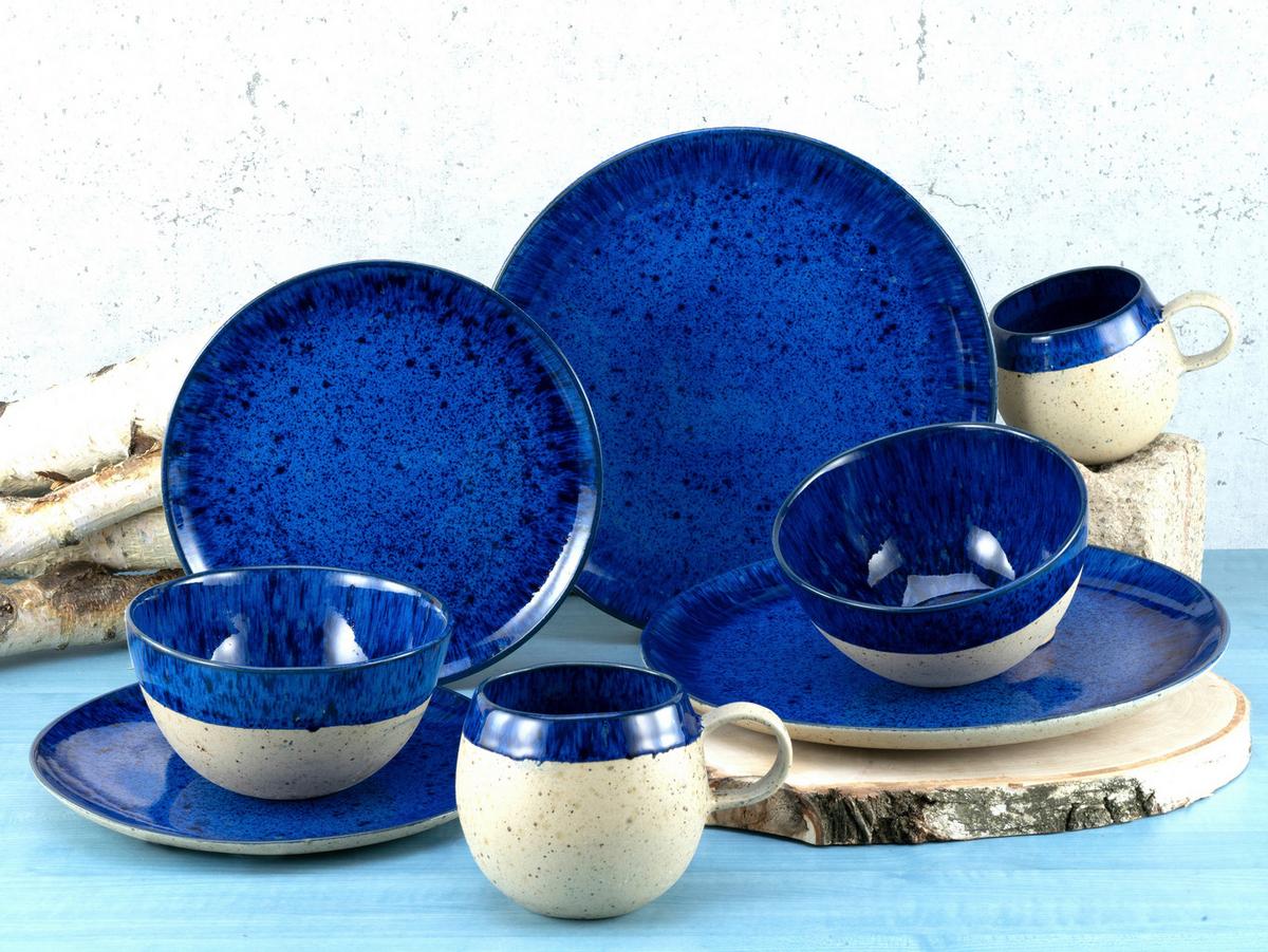 Kombiservice Deep Blue in Blau, 8-teilig - Blau/Beige, Trend, Keramik (29,5/31/34cm) - Creatable