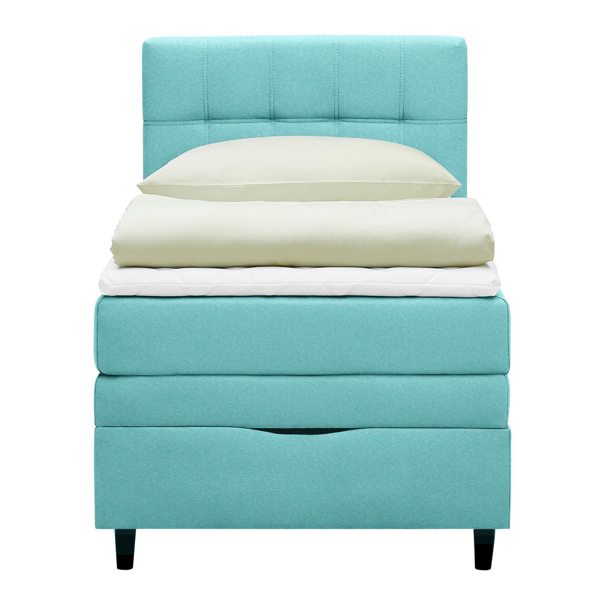 Boxspringbett Miami in Türkis ca. 90x200cm - Türkis/Schwarz, KONVENTIONELL, Holz/Holzwerkstoff (90/200cm) - Mömax