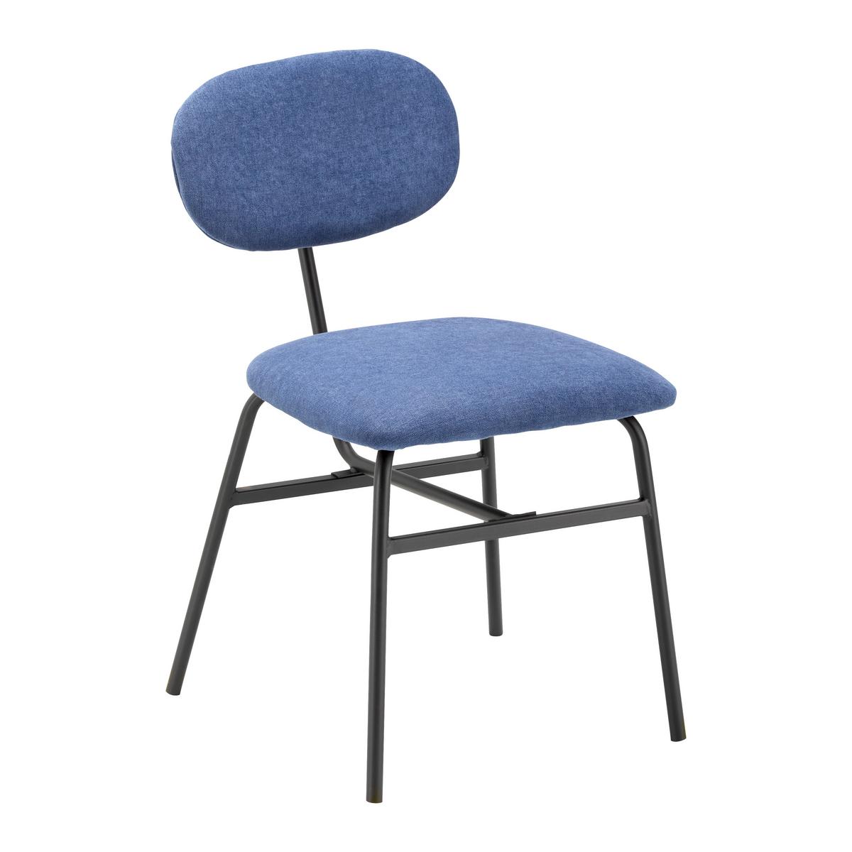 Stuhl-Set Pino 2er-Set Blau - Blau/Schwarz, MODERN, Holz/Textil (46/80/55cm) - Bessagi Home