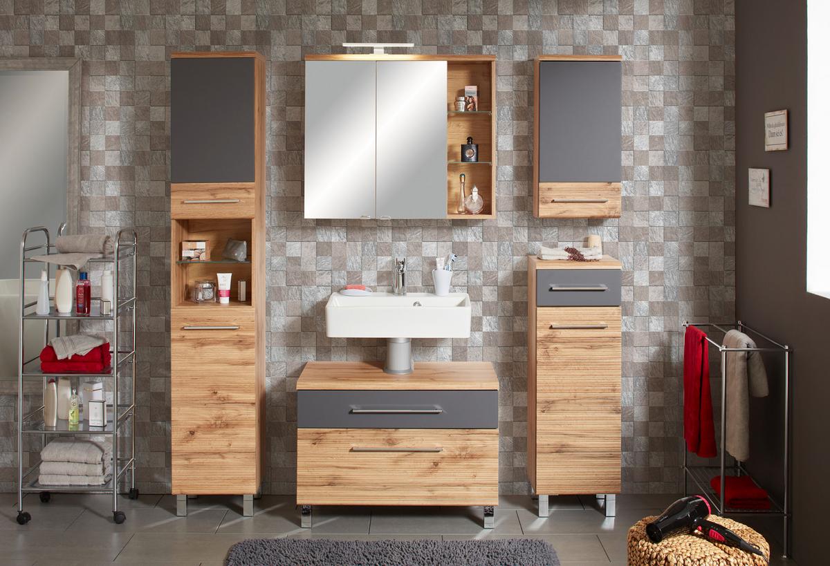 Dulap inferior Float - culoare lemn stejar/antracit, Modern, material pe bază de lemn (35/106/33cm) - Premium Living