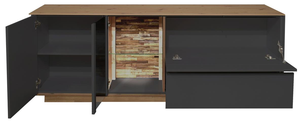 TV-Element Halvar Anthrazit/Eiche Artisan - Anthrazit/Eiche Artisan, MODERN, Glas/Holz (169/71/42cm) - Premium Living
