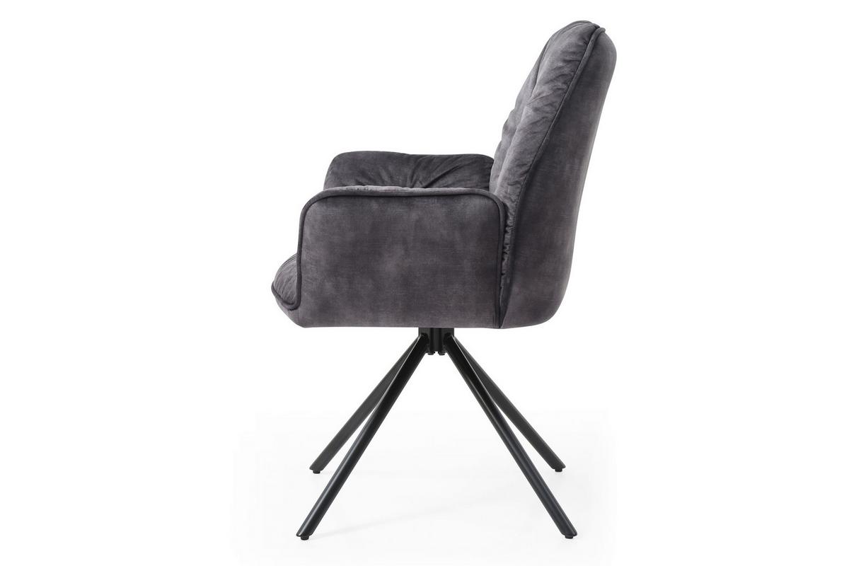 Naslanjač Vintage, Črna, Vrtljiv - črna, Moderno, kovina/tekstil (61/90/59cm) - Livetastic