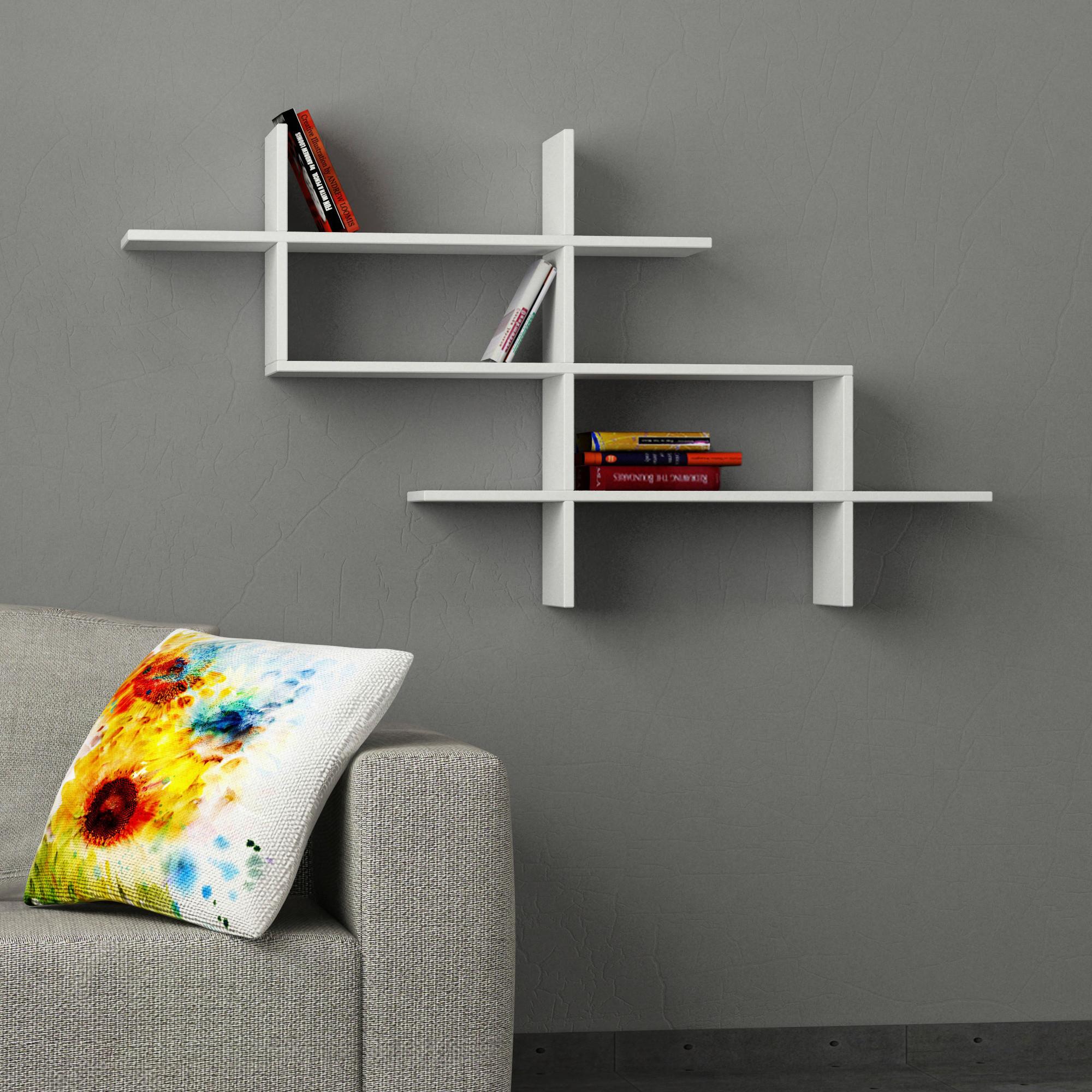 Stenska Polica Halic - bela, Design, leseni material (150/82/22cm) - Livetastic