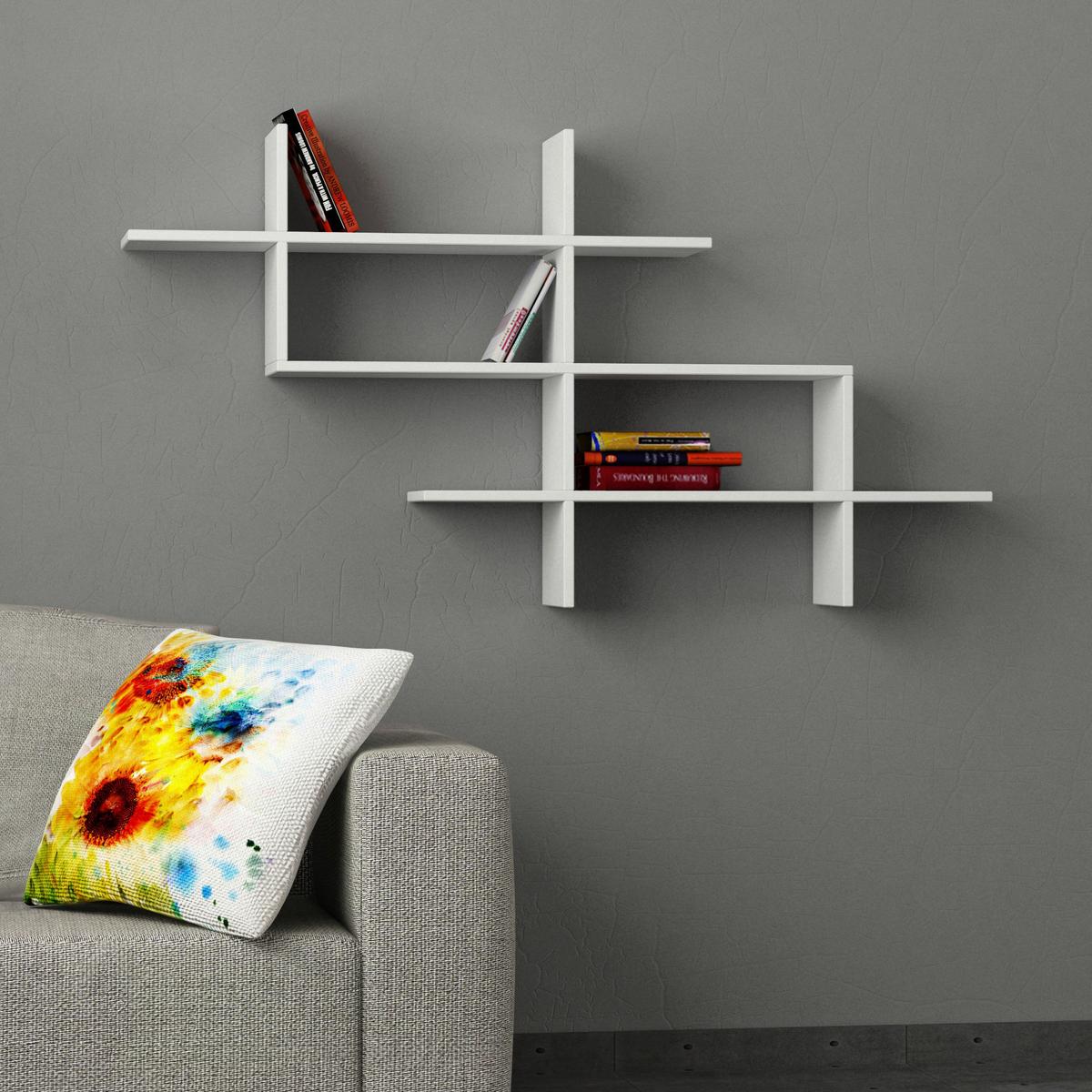 Wandregal Halic ca. 150x82x22 cm Weiß - Weiß, Design, Holzwerkstoff (150/82/22cm) - Livetastic