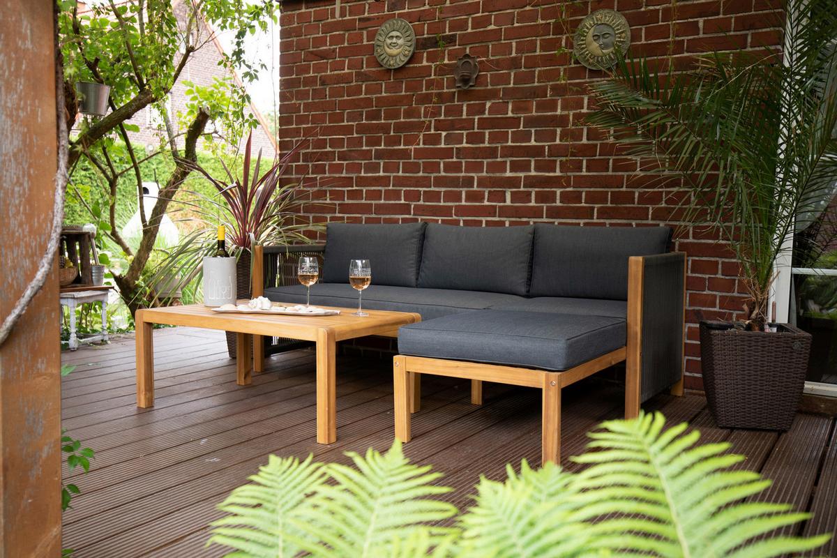 Lounge Garnitura Malaga, Akacija, Siva - barva tikovine/siva, Basics, tekstil/les (198/132cm) - Acamp