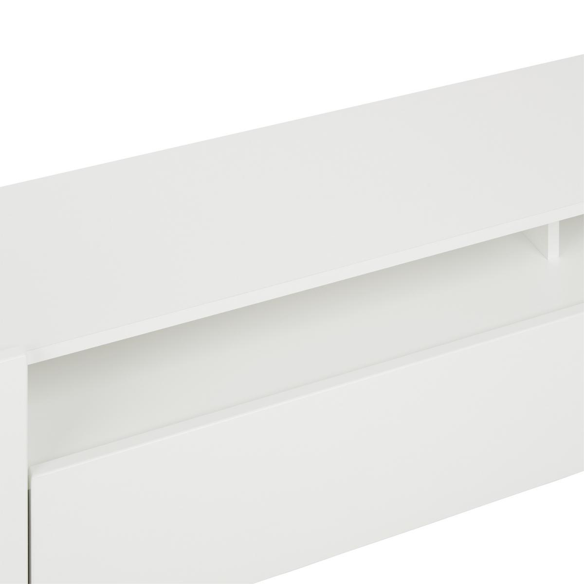 Wohnwand in Weiß Hochglanz - Silberfarben/Weiß, MODERN, Holzwerkstoff/Kunststoff (208/165/33cm) - Mömax