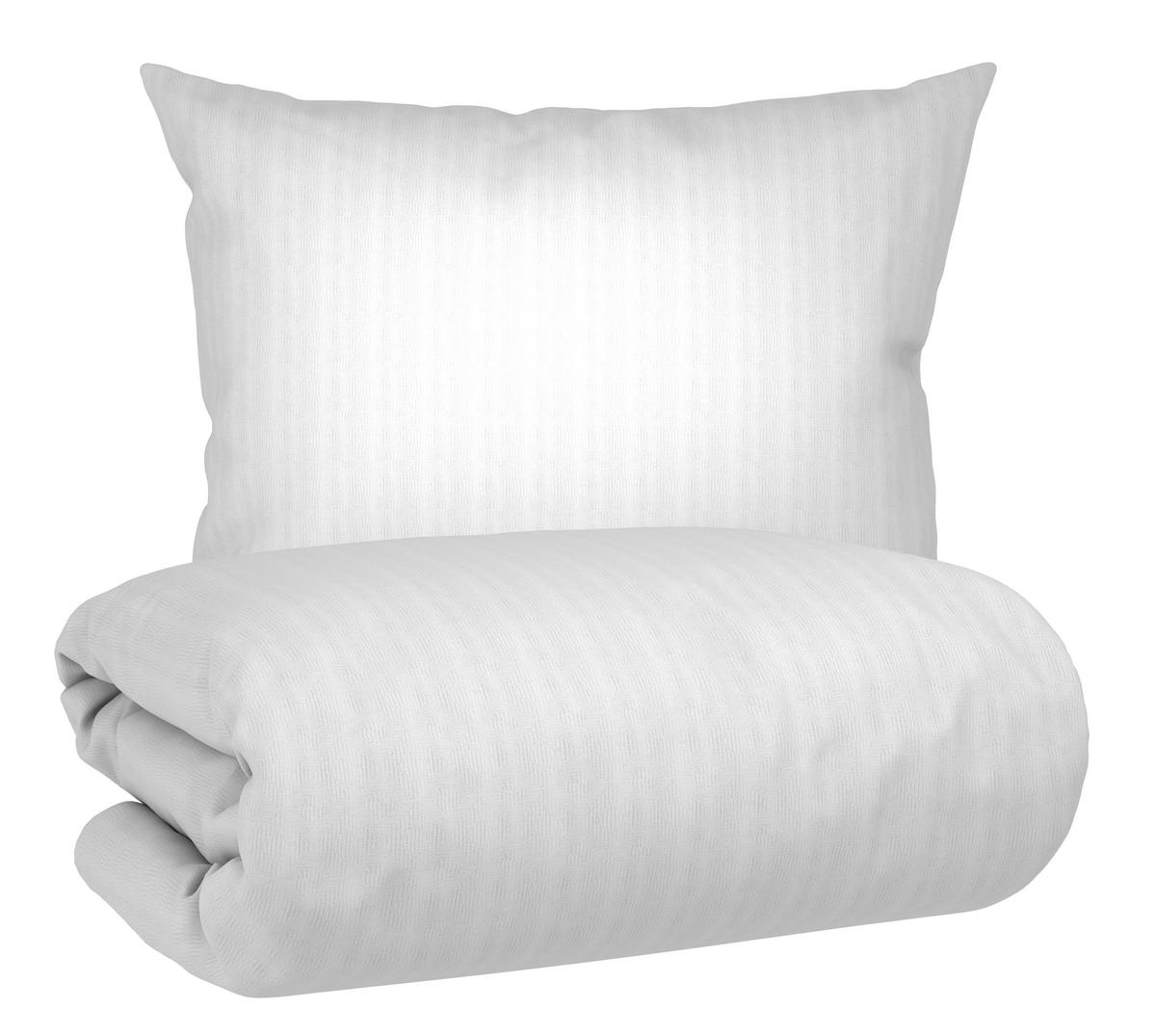 Posteljnina Dobby Raute - bela, tekstil (140/200cm) - Mömax