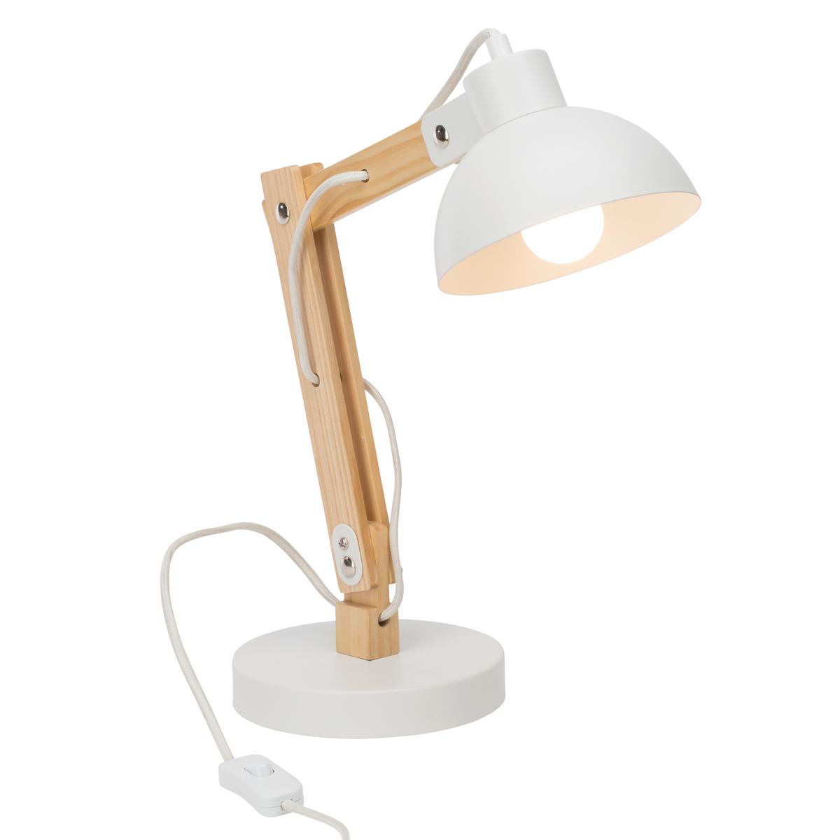 Tischleuchte Moda Weiß max. 25 Watt - Weiß, Natur, Holz/Metall (41,5/16/32cm) - Brilliant