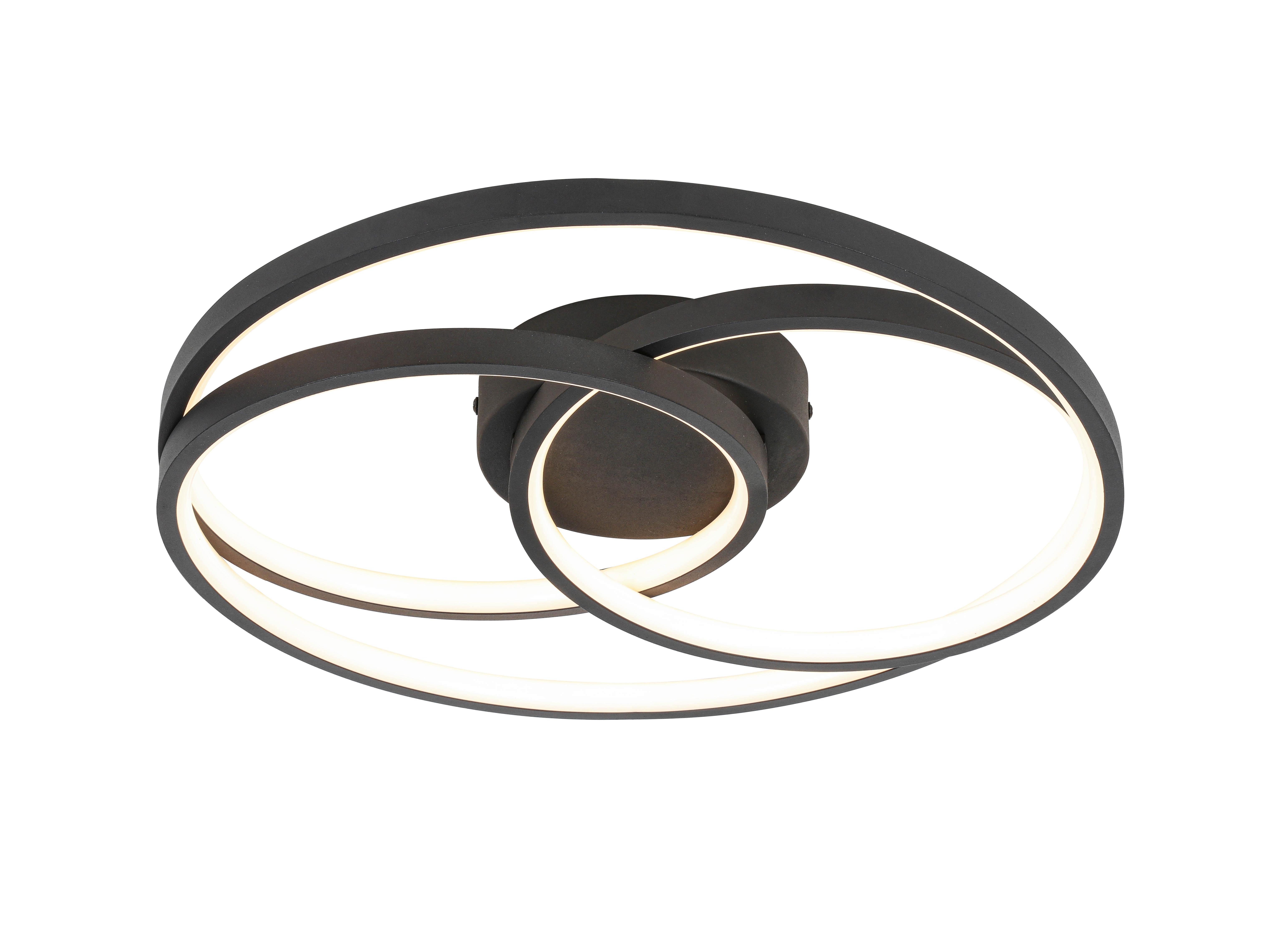 LED-TAKLAMPA RIMO - svart, Modern, metall/plast (40/40/7,5cm) - Mömax