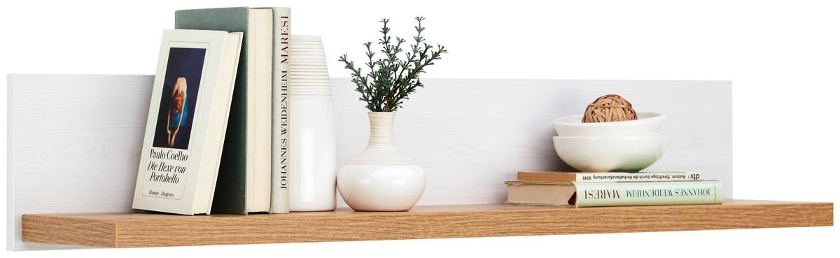 REGAŁ ŚCIENNY ROVIGIO - kolor dębowy/biały, Basics, materiał drewnopochodny (97/18/20cm) - MID.YOU